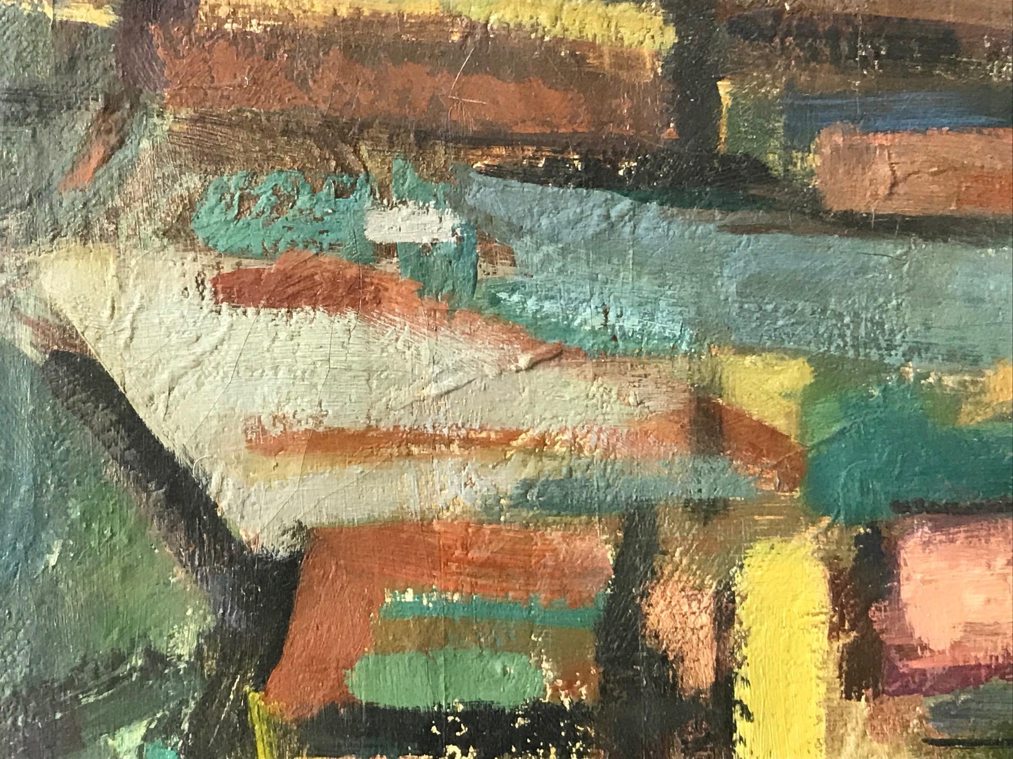Senza titolo: un paesaggio cubista - Painting Astratto di Samuel Sigaloff