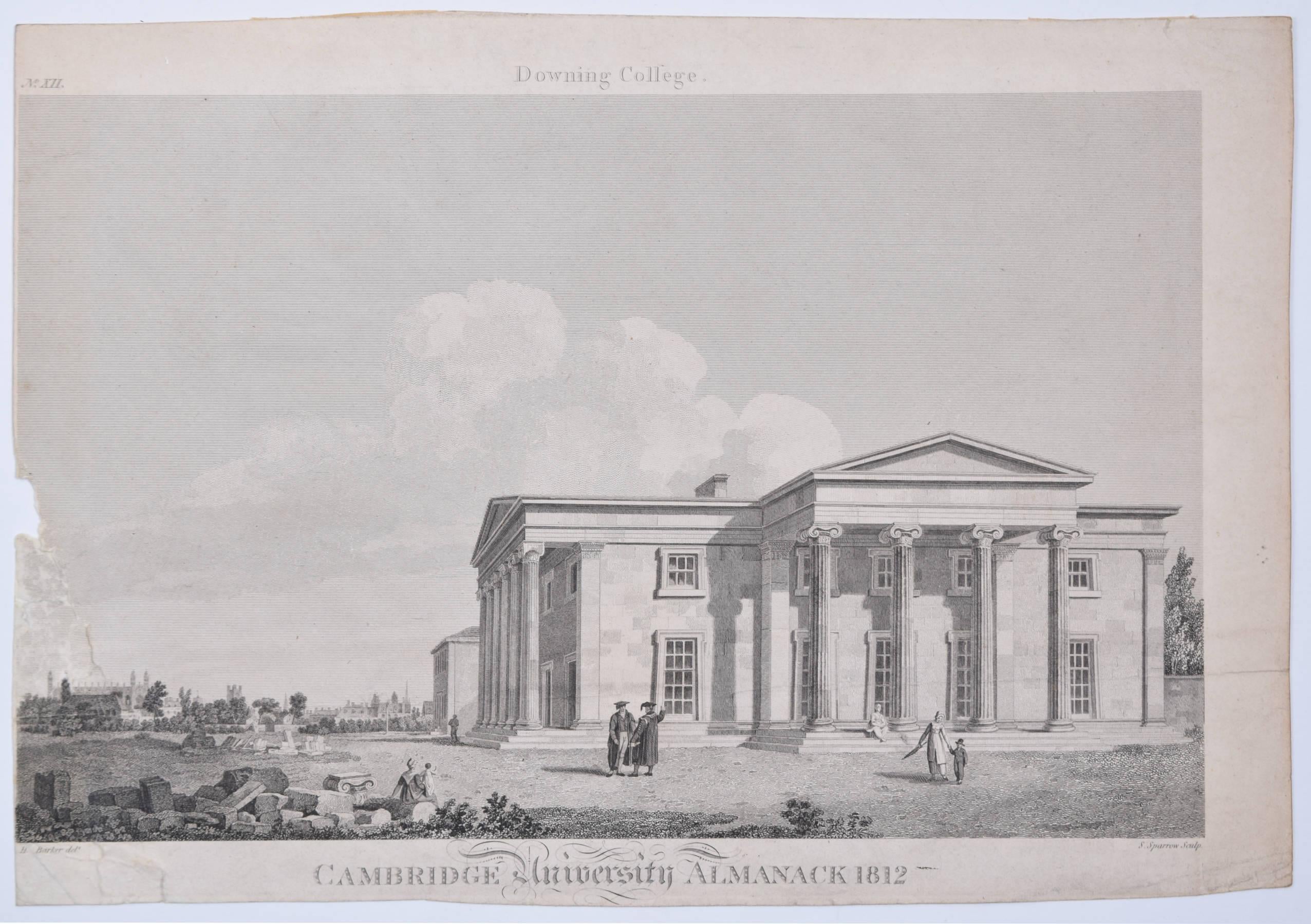 Downing College, Cambridge engraving by Samuel Sparrow after Henry Barker  For Sale 5