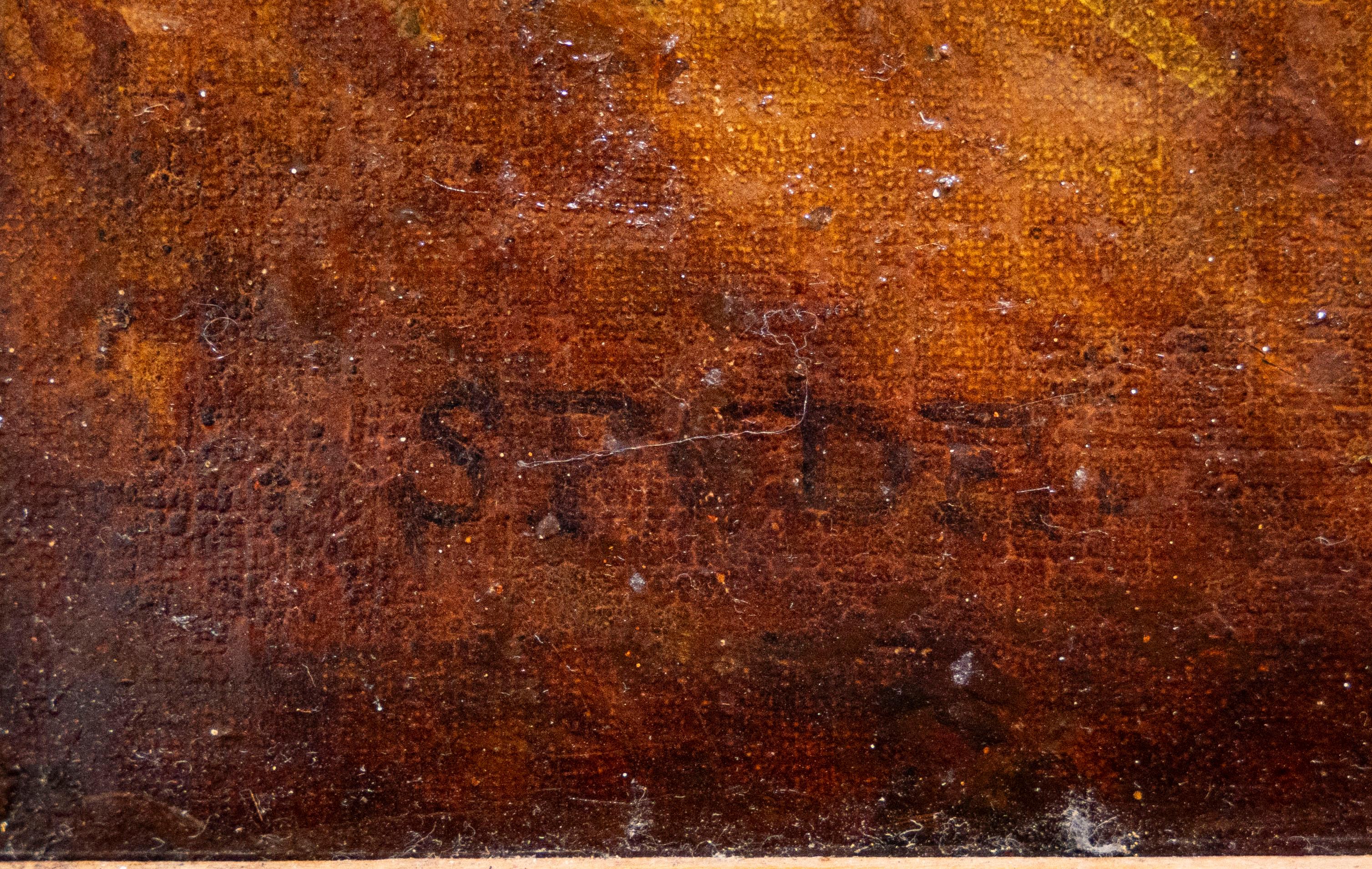 Un poney gris et un chien dans un intérieur de écurie. Samuel Spode (1798-1858), signé en vente 1