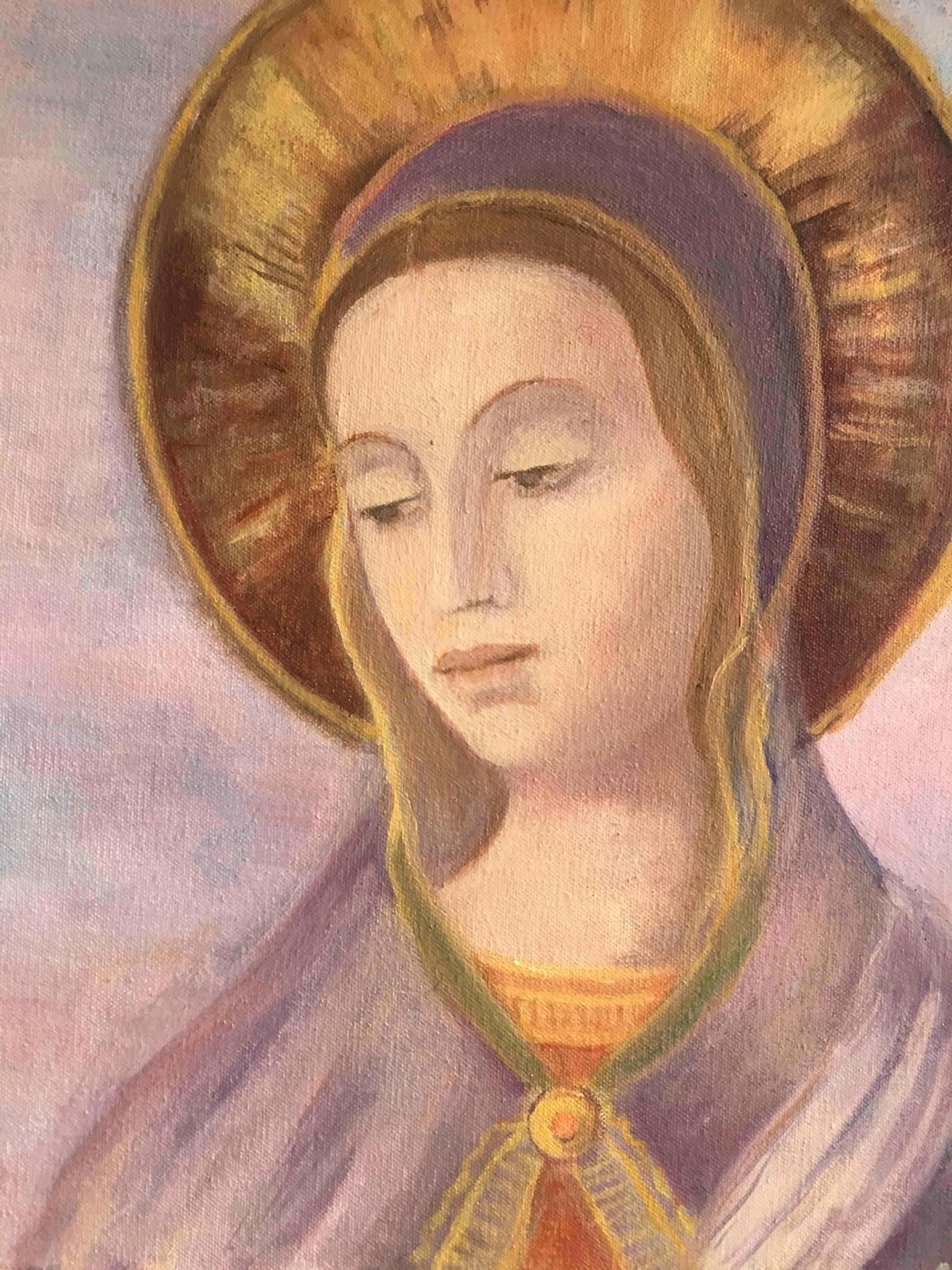 Virgin Mother, Portrait, Oil Painting  - Brown Portrait Painting by Samuel Staniforth
