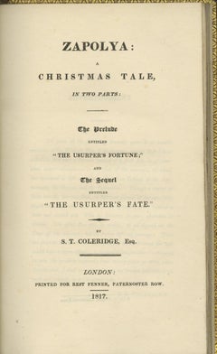 Zapolya, un cuento de Navidad" de Samuel Taylor Coleridge en encuadernación de cuero fino