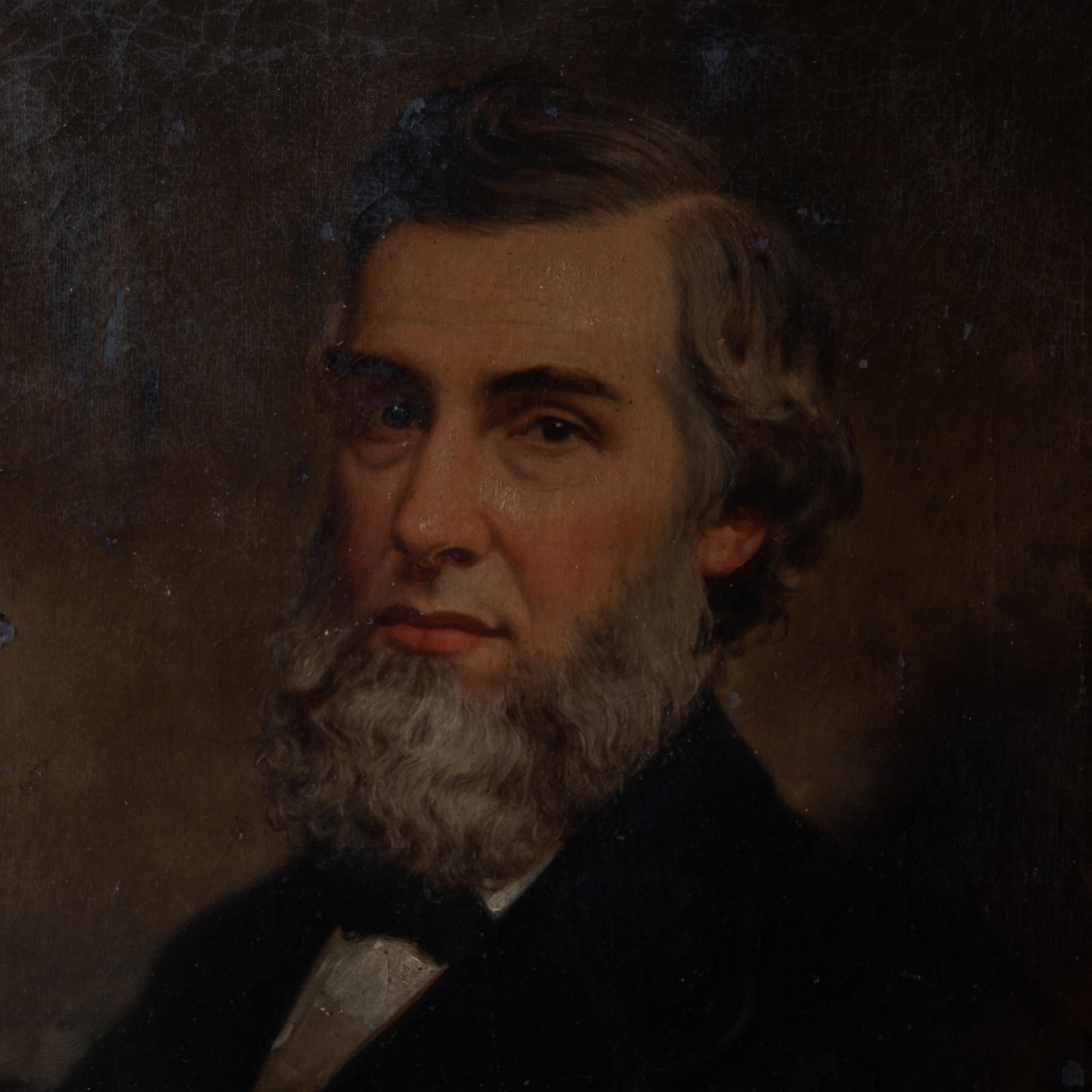 Samuel Waugh Portrait Painting of Robert Patterson, Philadelphia, 1876 In Good Condition For Sale In Savannah, GA