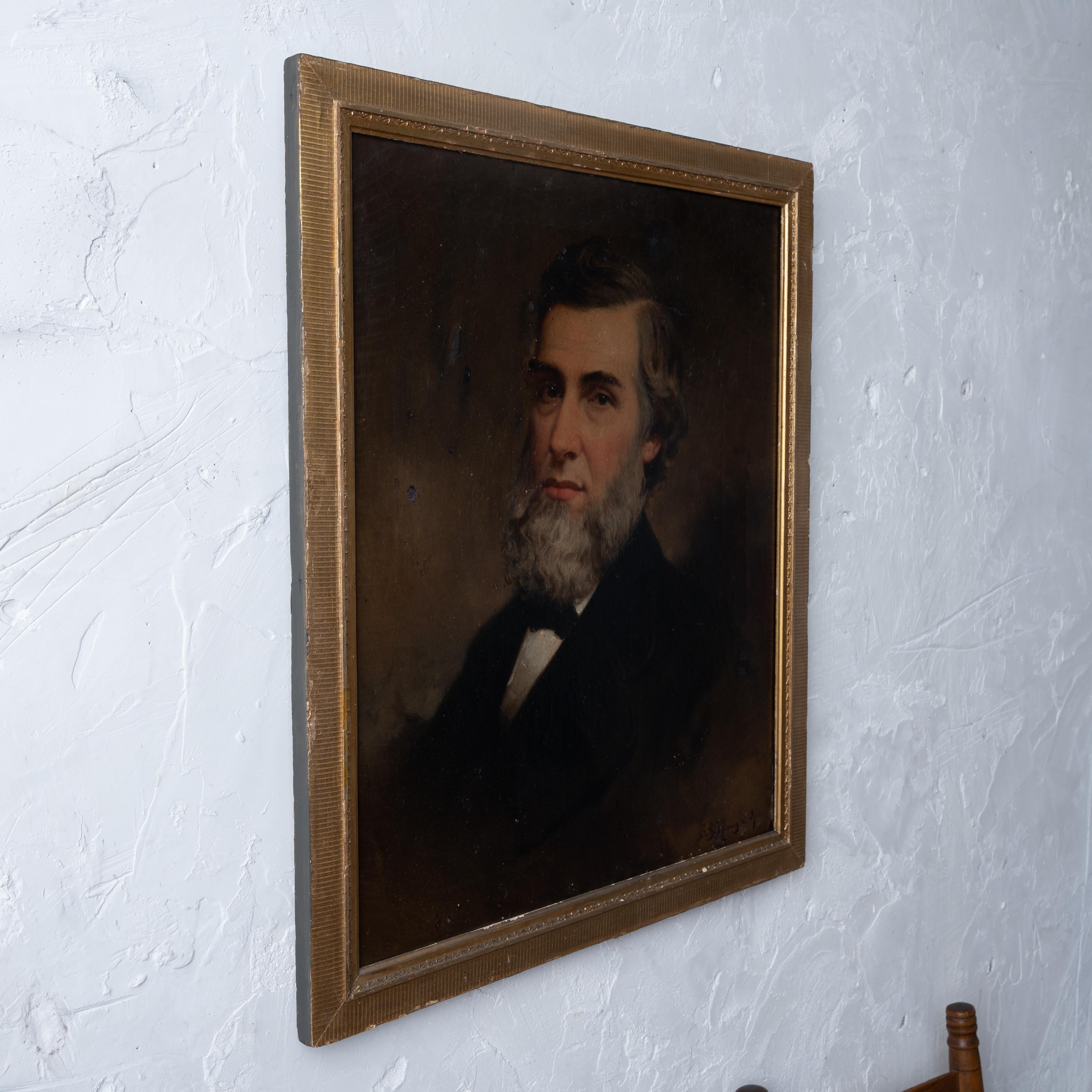 Late 19th Century Samuel Waugh Portrait Painting of Robert Patterson, Philadelphia, 1876 For Sale