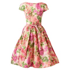 Retro Samuel Winston Floral Pattern Dress C. 1960