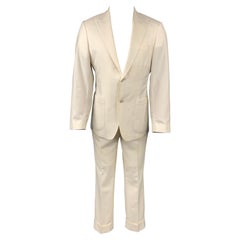 SAMUELSOHN for WILKES BASHFORD Size 38 Regular Cream Solid Wool Peak Lapel Suit