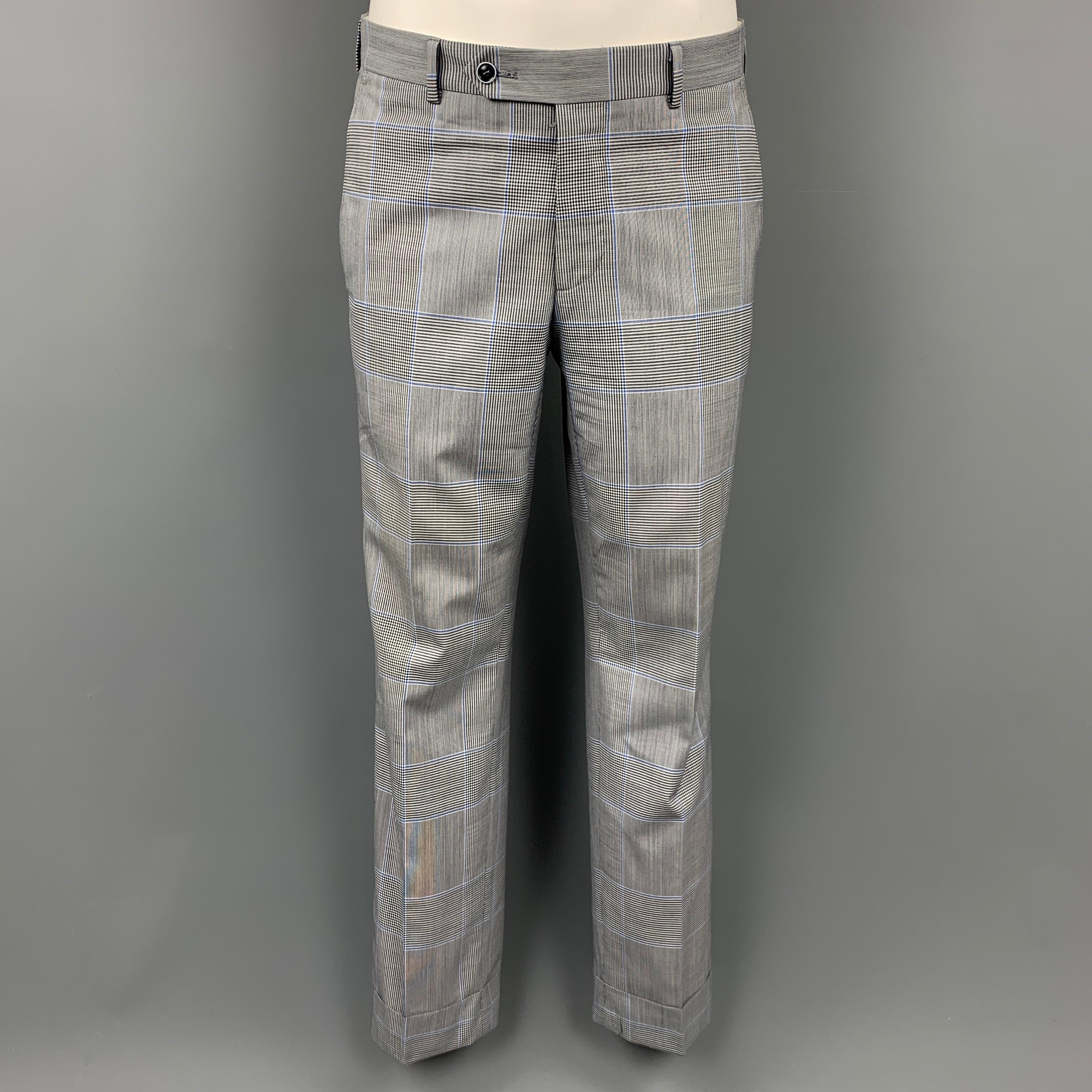 Gray SAMUELSOHN for WILKES BASHFORD Size 38 Regular Grey & Blue Glenplaid Suit
