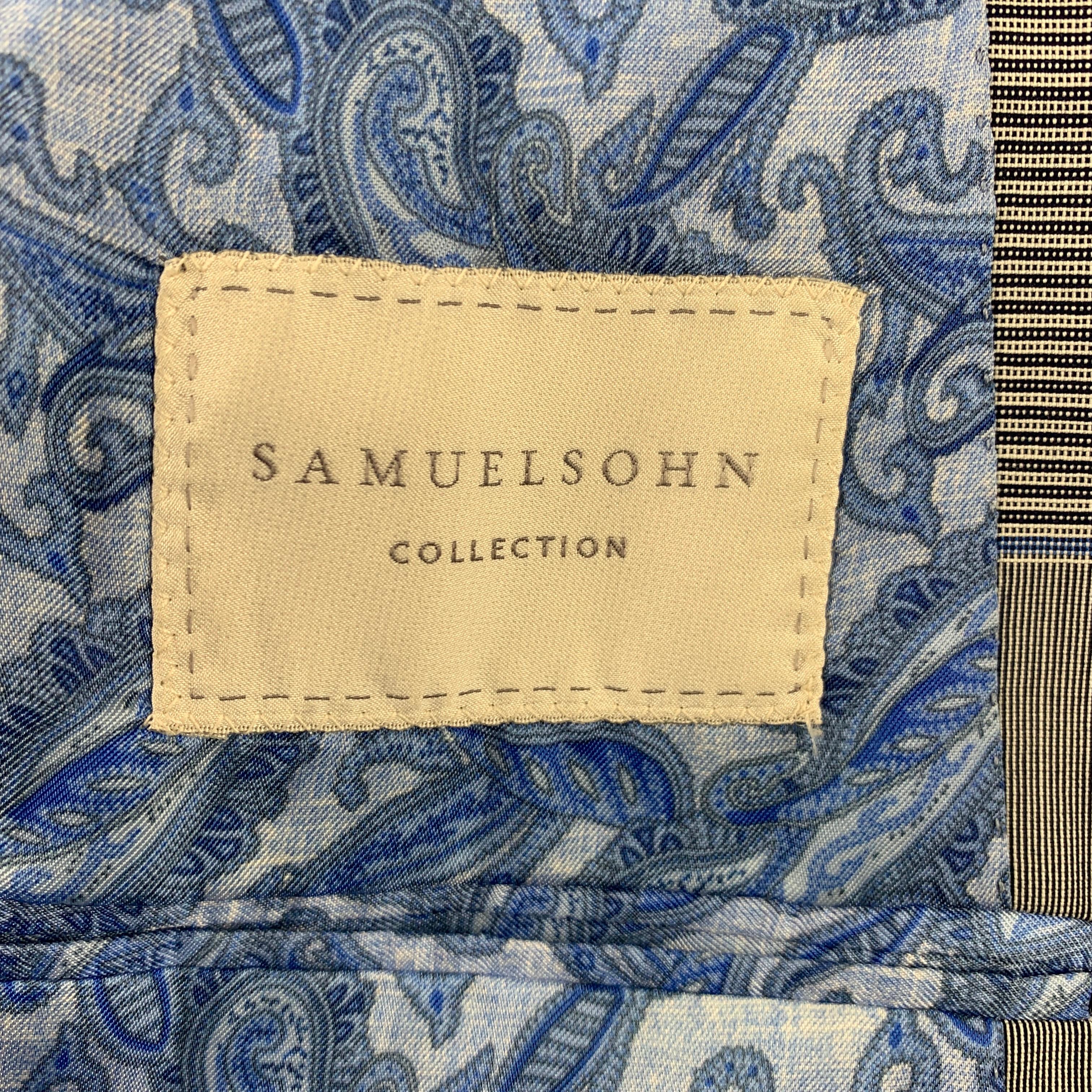 SAMUELSOHN for WILKES BASHFORD Size 38 Regular Grey & Blue Glenplaid Suit 1