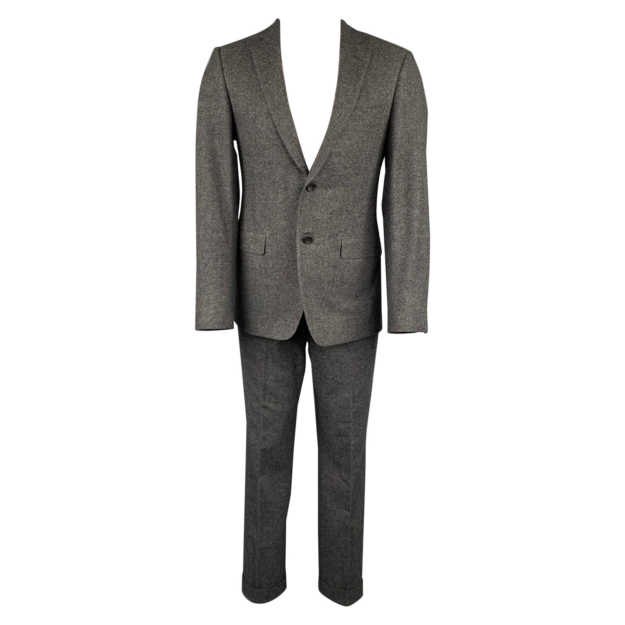 DAVID AUGUST Size 40 Navy and Gray Stripe Wool Peak Lapel 34 x 30 Suit