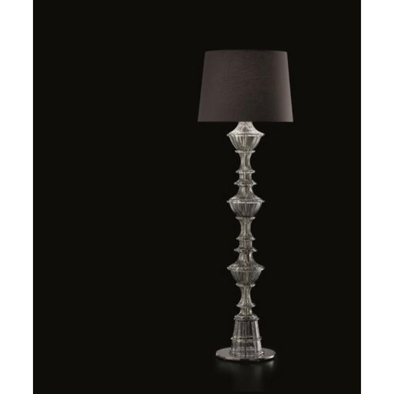 italien Samurai, lampadaire 7054, cristal vénitien, motif de pivoines roses Misha en vente