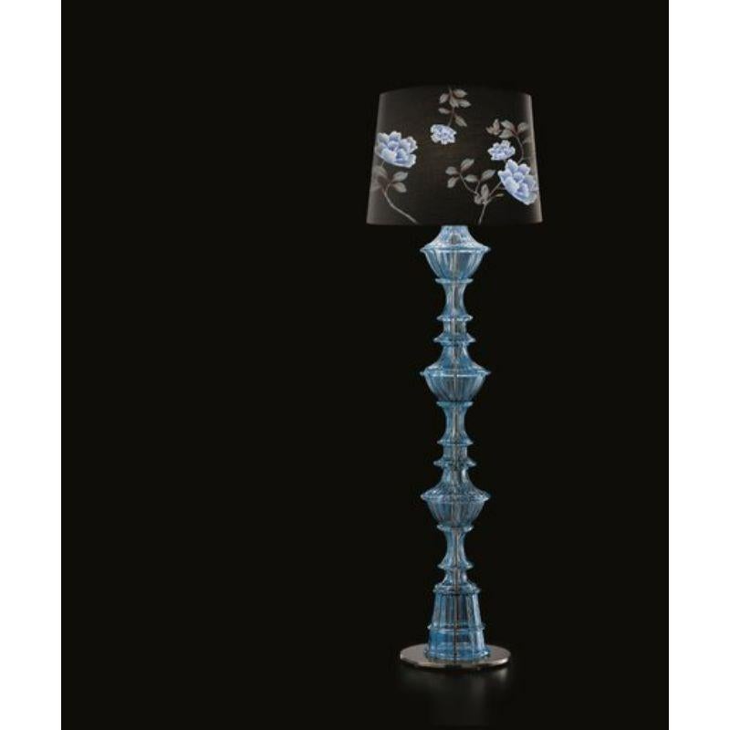 Samurai, lampadaire 7054, cristal vénitien, motif de pivoines roses Misha Neuf - En vente à Venice, IT