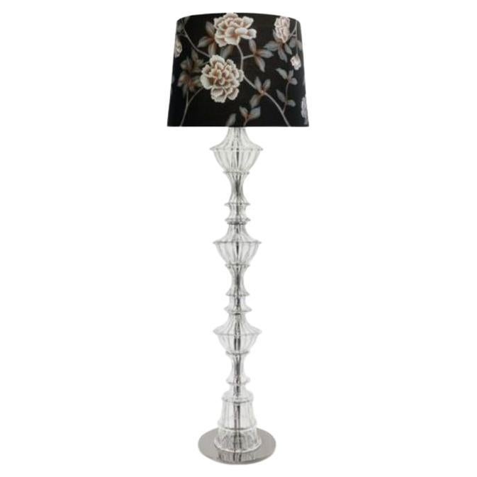 Samurai, lampadaire 7054, cristal vénitien, motif de pivoines roses Misha en vente