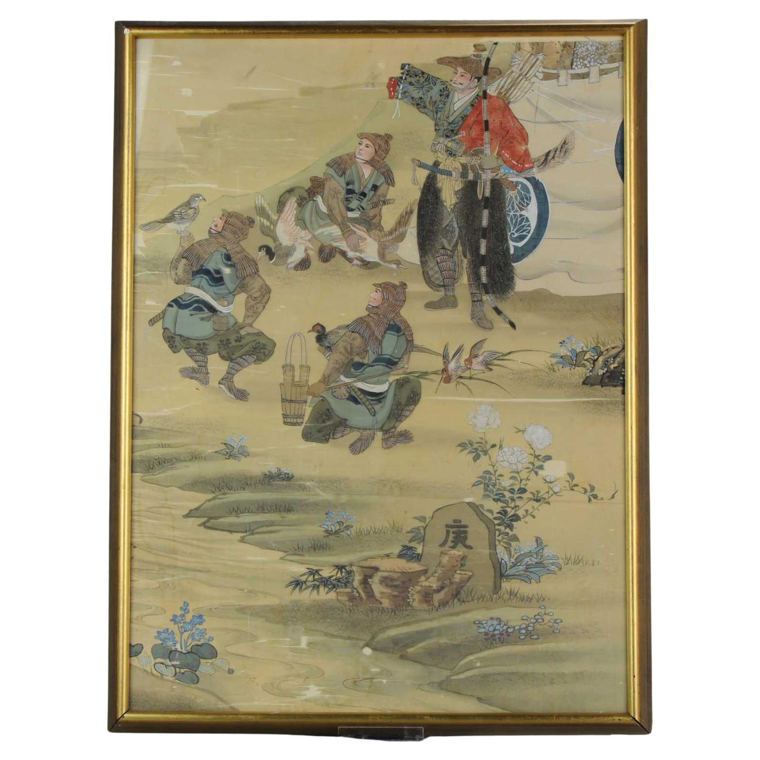 Samurai Japanese Scene Meij Period Painting Japan Artist, 19/20th Century