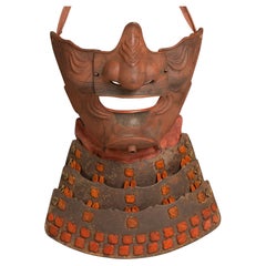 Antique Samurai Mask with a Fierce Expression Ressei Menpo