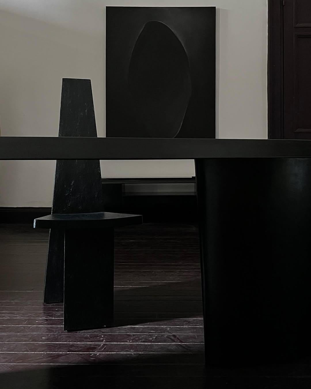 Samurai Sword Inspried, Contemporary Hand-sculpted Black Wood Chair by kar For Sale 11