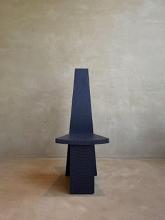 Samurai Sword Inspried, Contemporary Hand-sculpted Black Wood Chair by kar