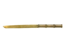 Samurai Sword Faux Bamboo Vienna Bronze Letter Opener, Antique Austria 1960s
