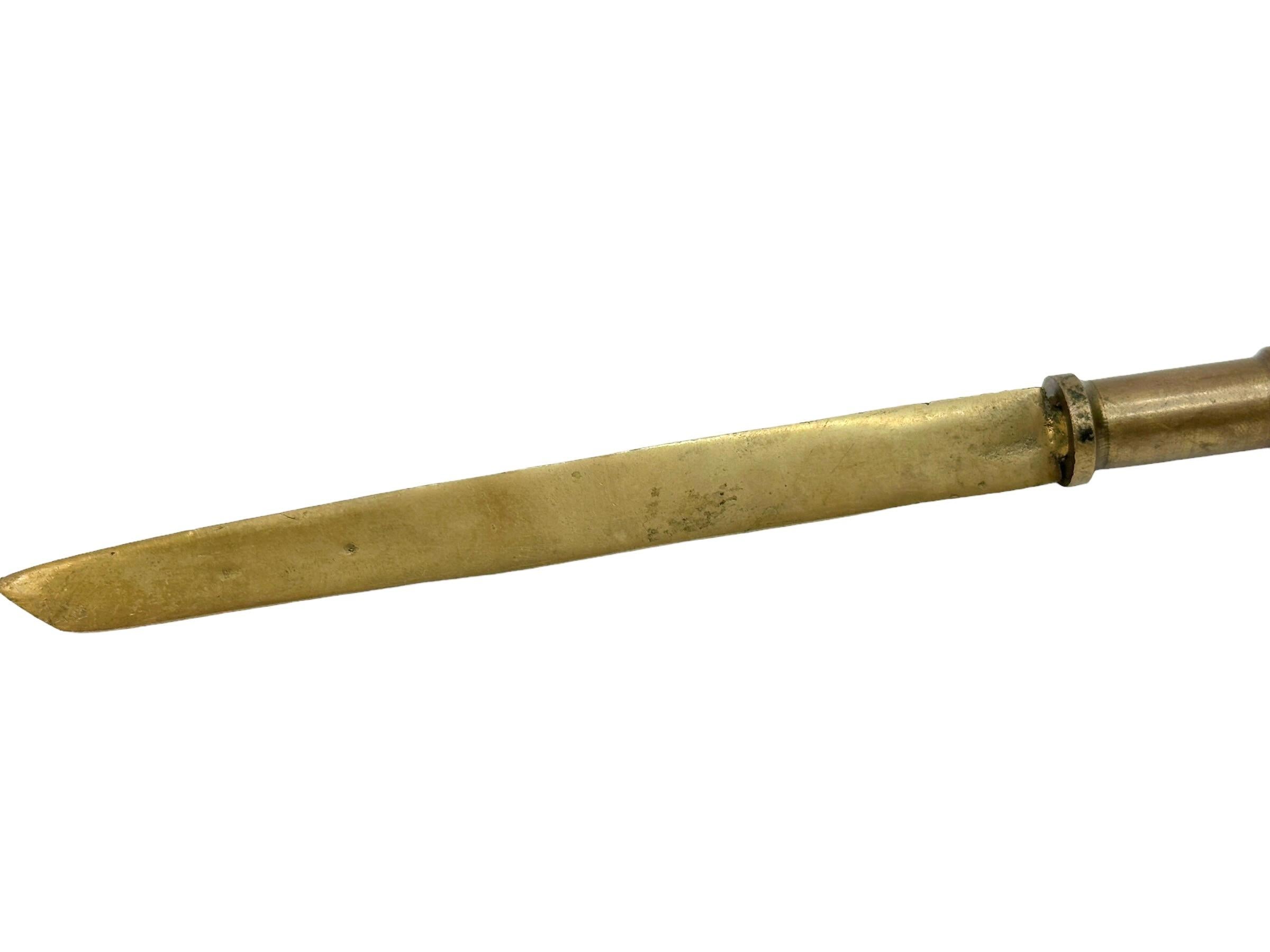 Austrian Samurai Sword Faux Bamboo Vienna Bronze Letter Opener, Antique Austria 1960s