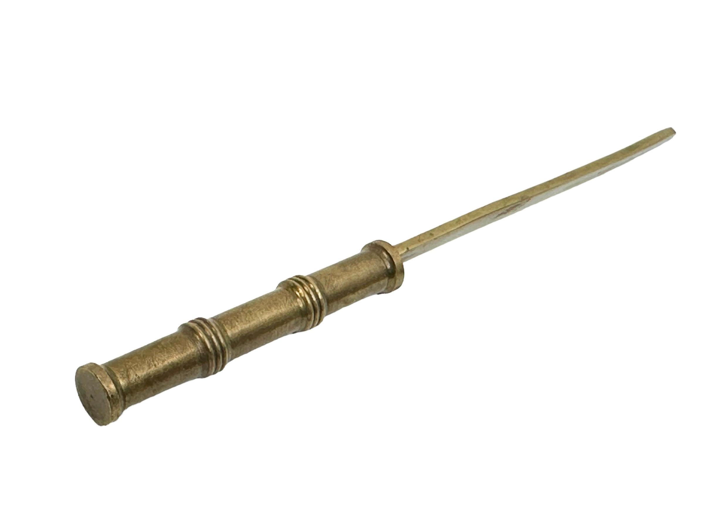 Brass Samurai Sword Faux Bamboo Vienna Bronze Letter Opener, Antique Austria 1960s