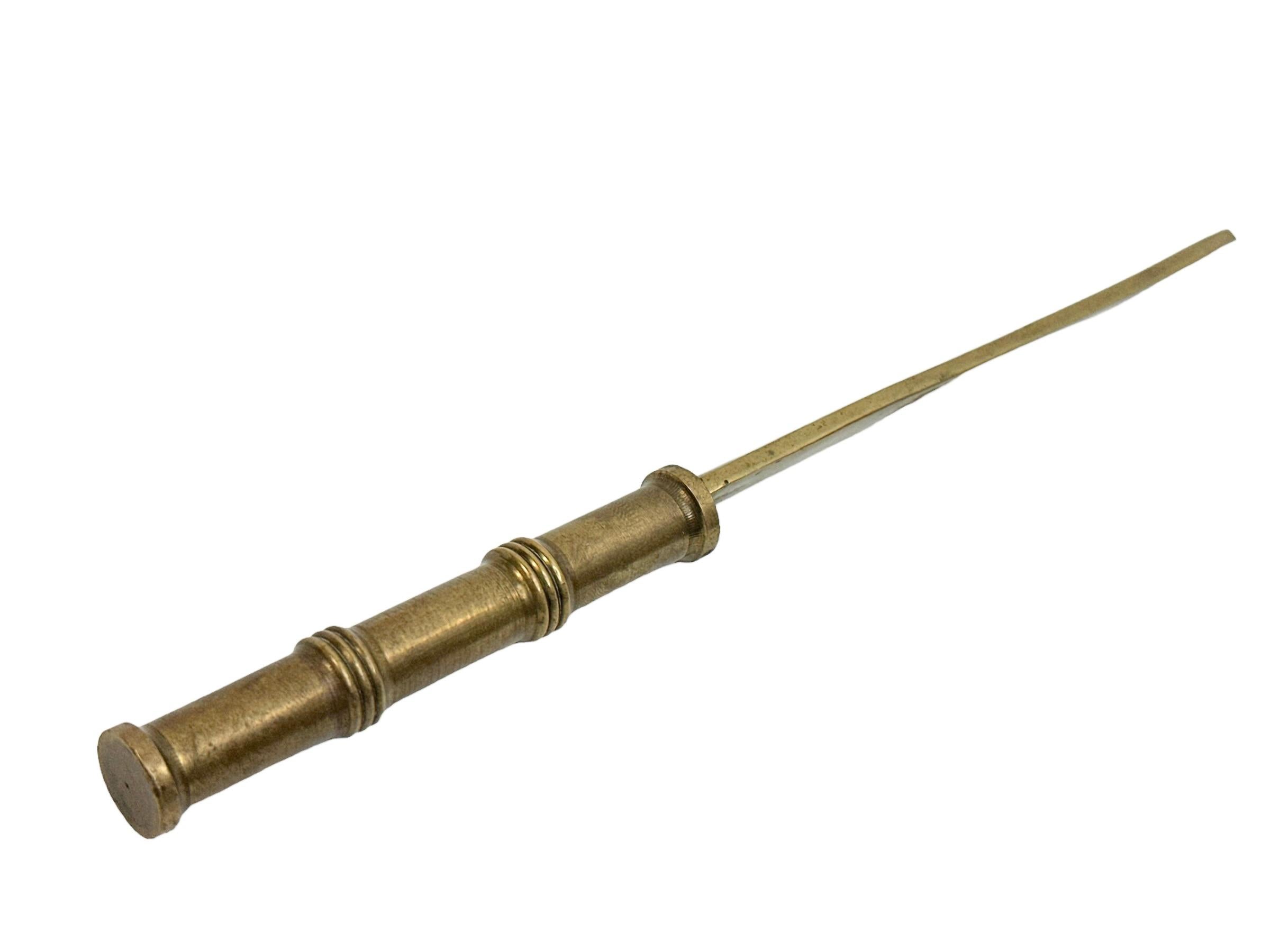 Samurai Sword Faux Bamboo Vienna Bronze Letter Opener, Antique Austria 1960s 2