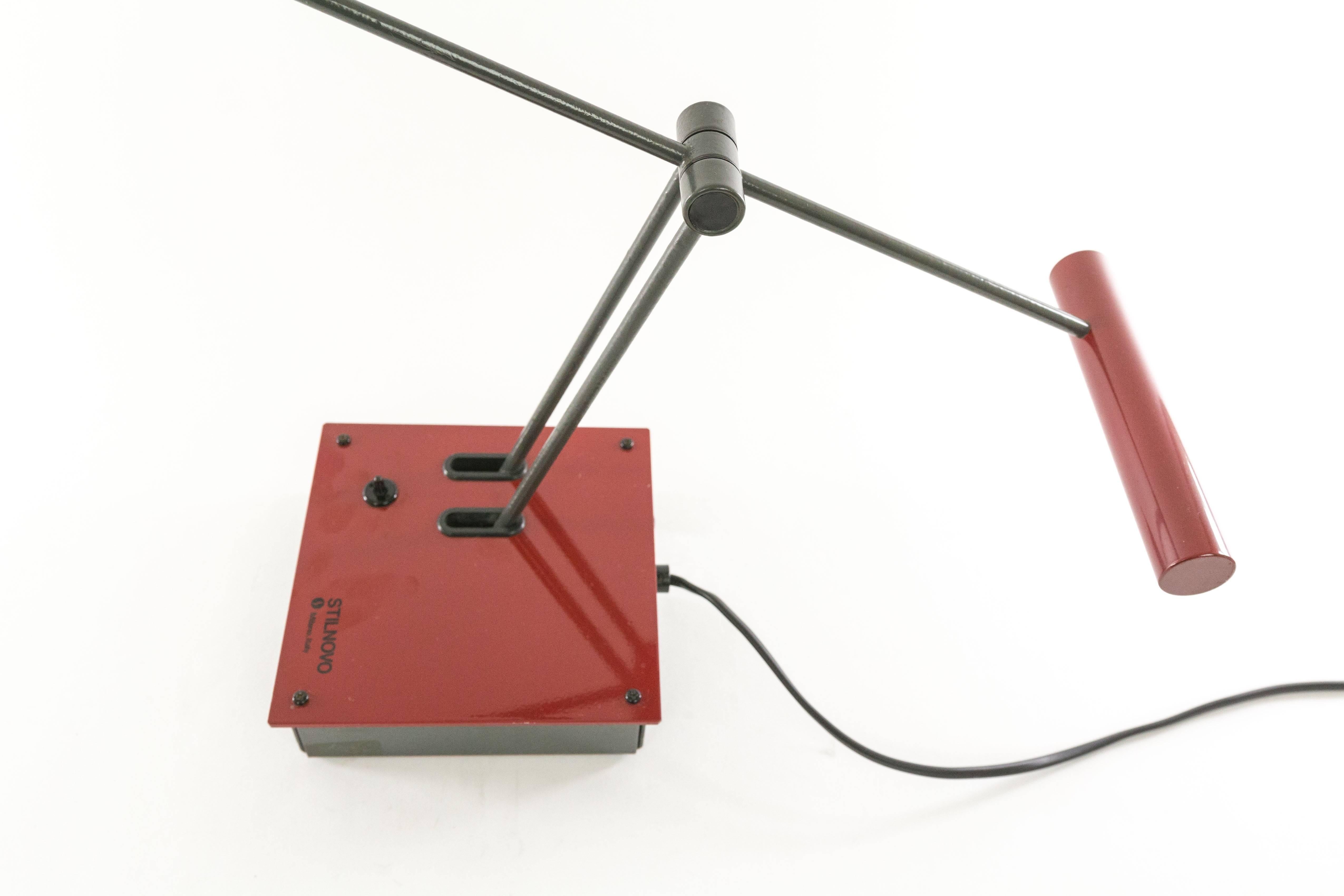 Italian Samurai Table Lamp by Shigeaki Asahara for Stilnovo in Red and Black, 1970s