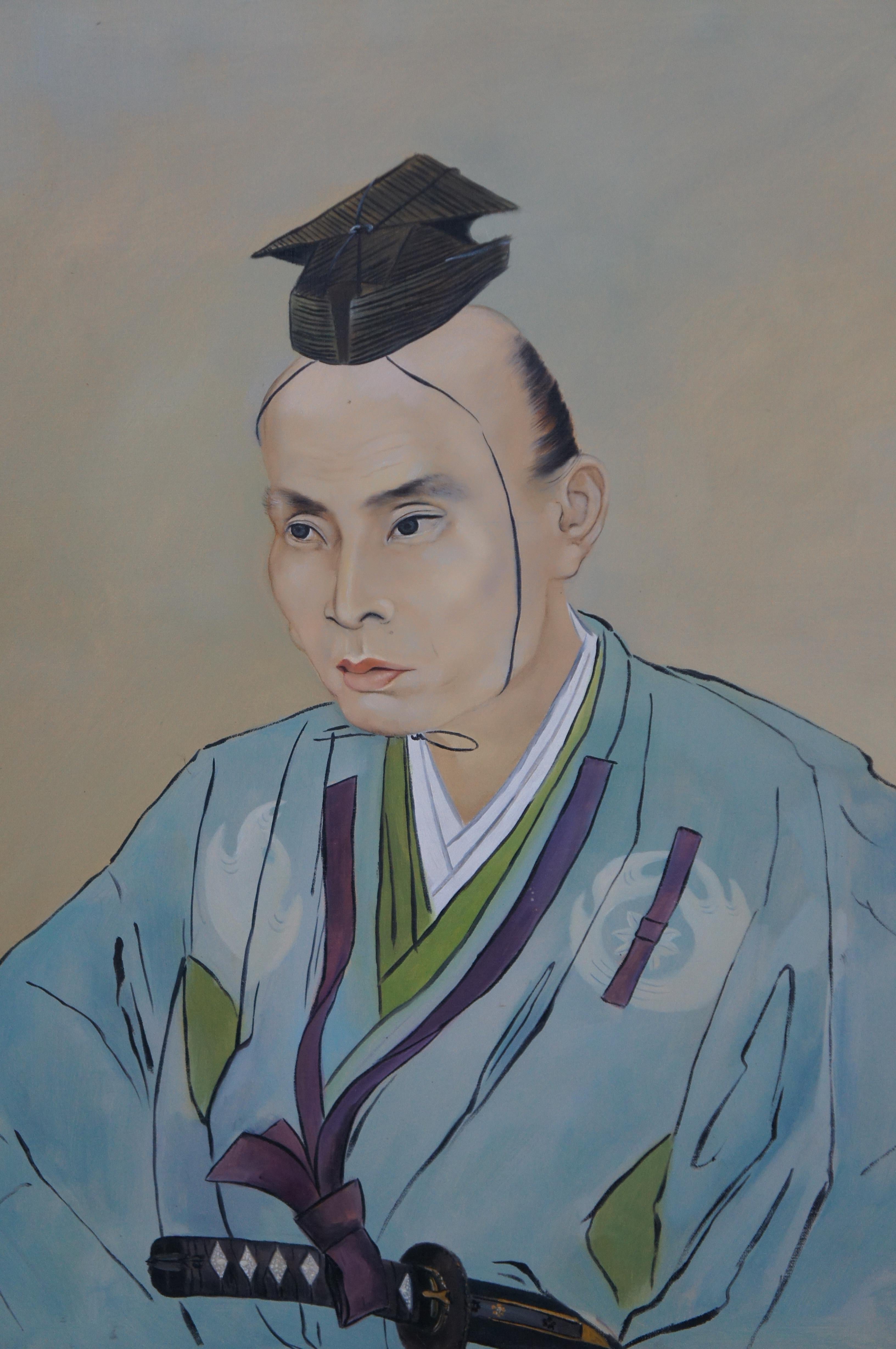 Portrait du Samurai Takami Senseki d'après une peinture à l'huile néerlandaise de Watanabe Kazan encadrée Bon état - En vente à Dayton, OH