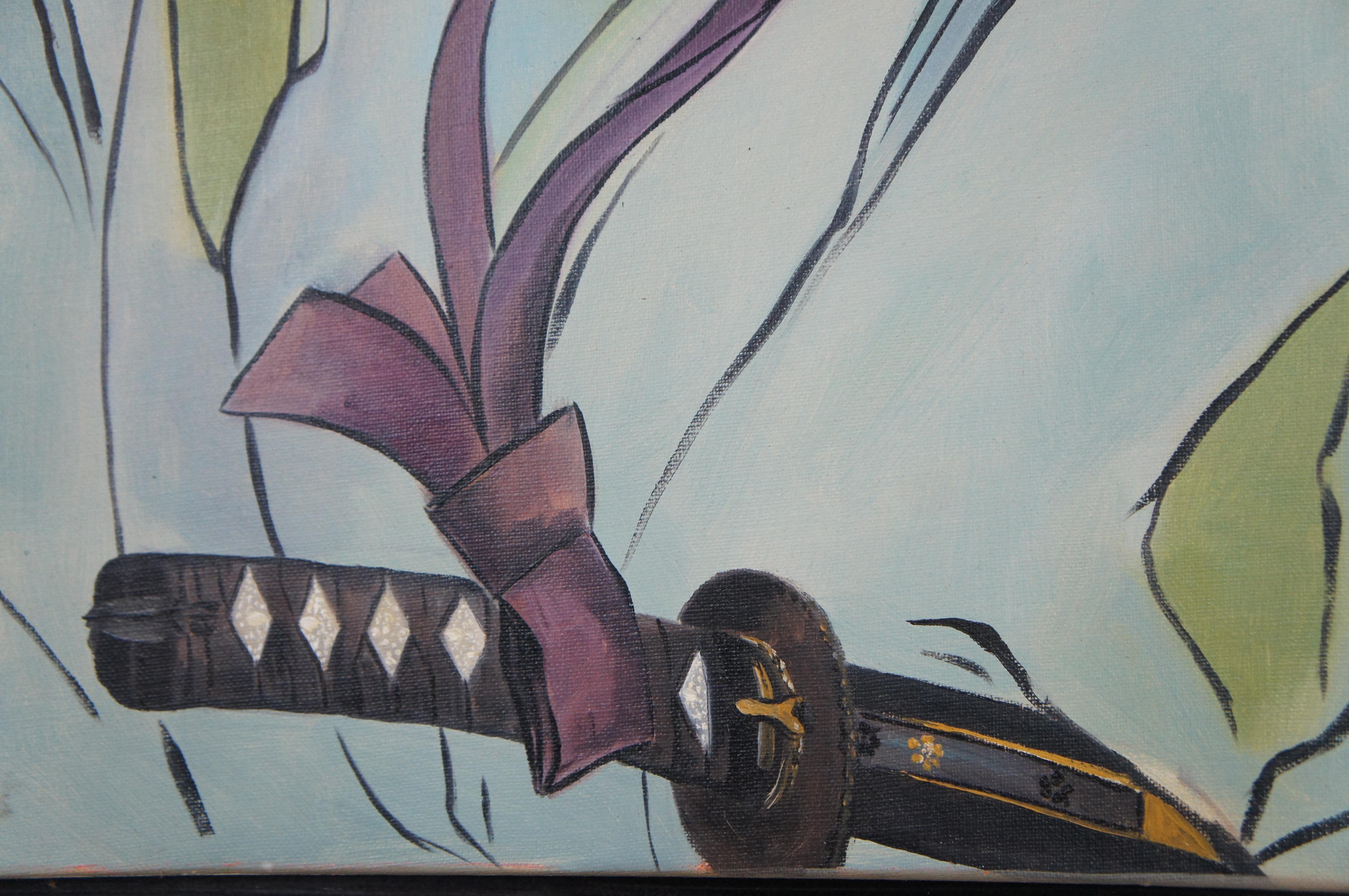 Toile Portrait du Samurai Takami Senseki d'après une peinture à l'huile néerlandaise de Watanabe Kazan encadrée en vente