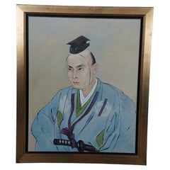 Samurai Takami Senseki Portrait After Watanabe Kazan Dutch Oil Painting Framed