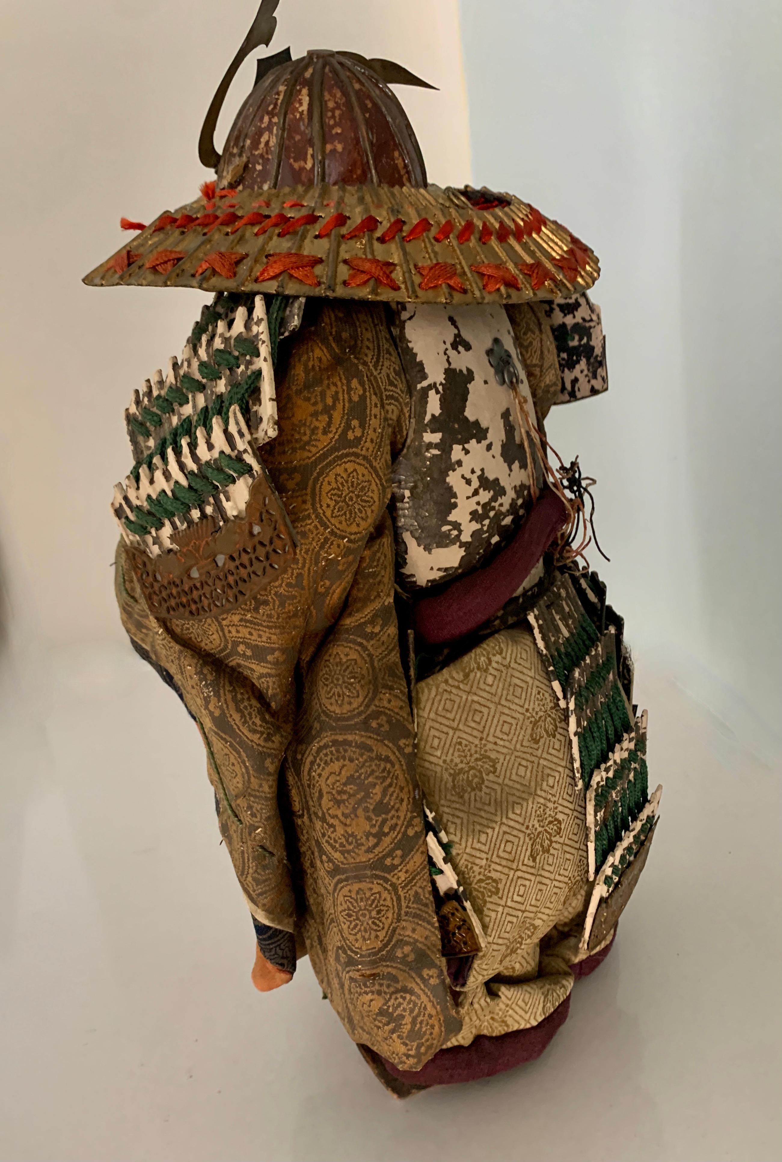 Silk Samurai Warrior  Paper Mache Lacquer Japanese Figure