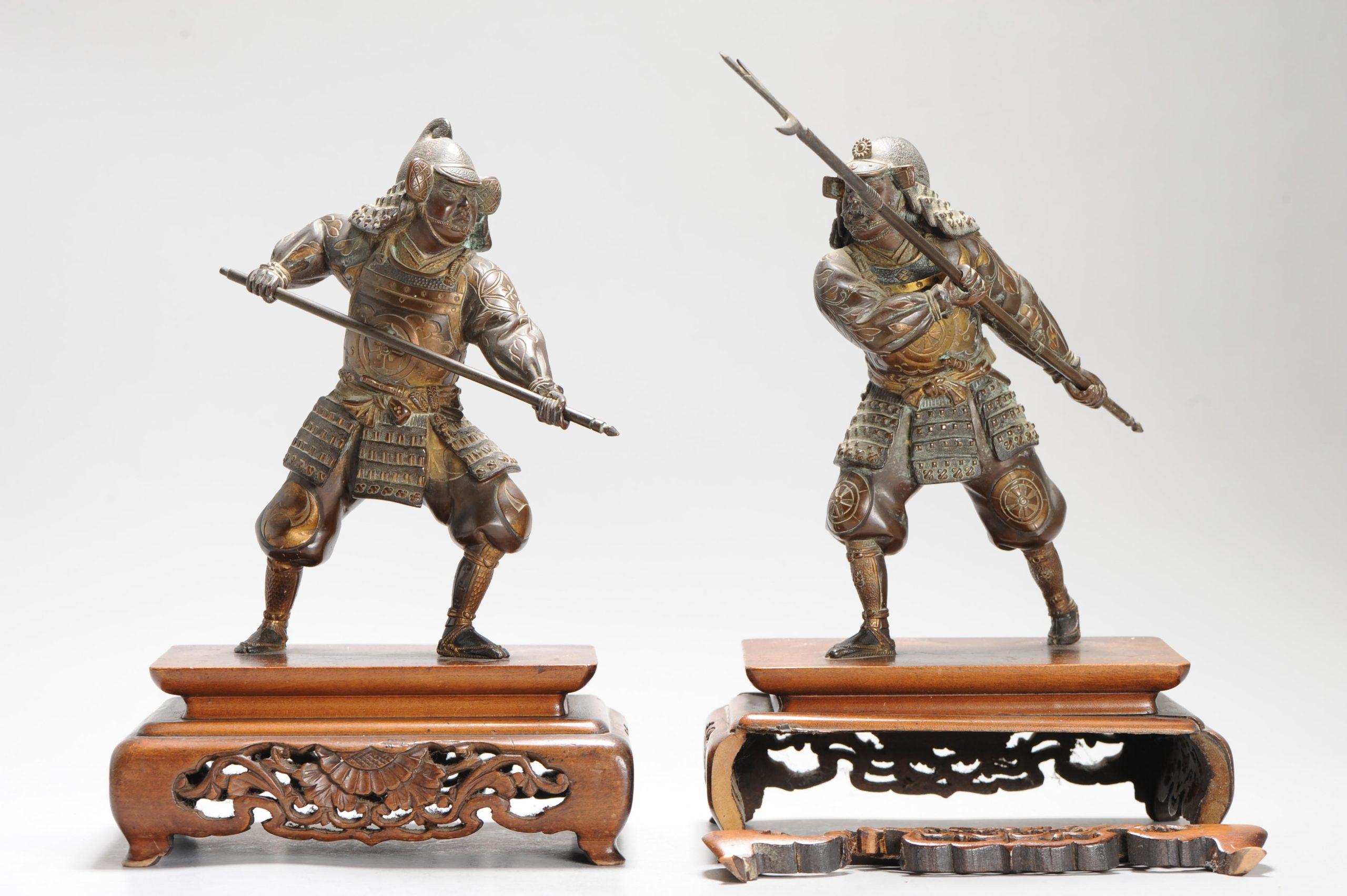 Samurai Warriors Statue Japan Meiji era (1868-1912) Gyokko studio For Sale 9