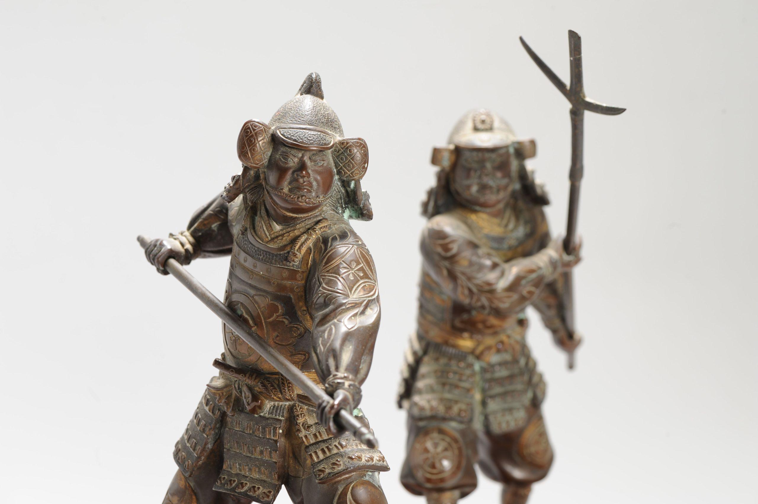 19th Century Samurai Warriors Statue Japan Meiji era (1868-1912) Gyokko studio For Sale