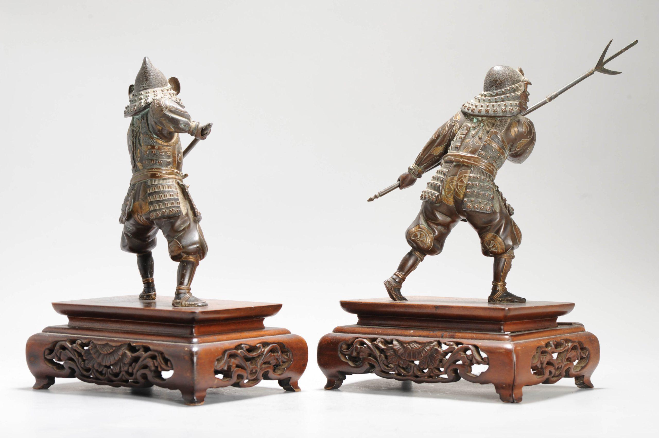 Samurai Warriors Statue Japan Meiji era (1868-1912) Gyokko studio For Sale 1