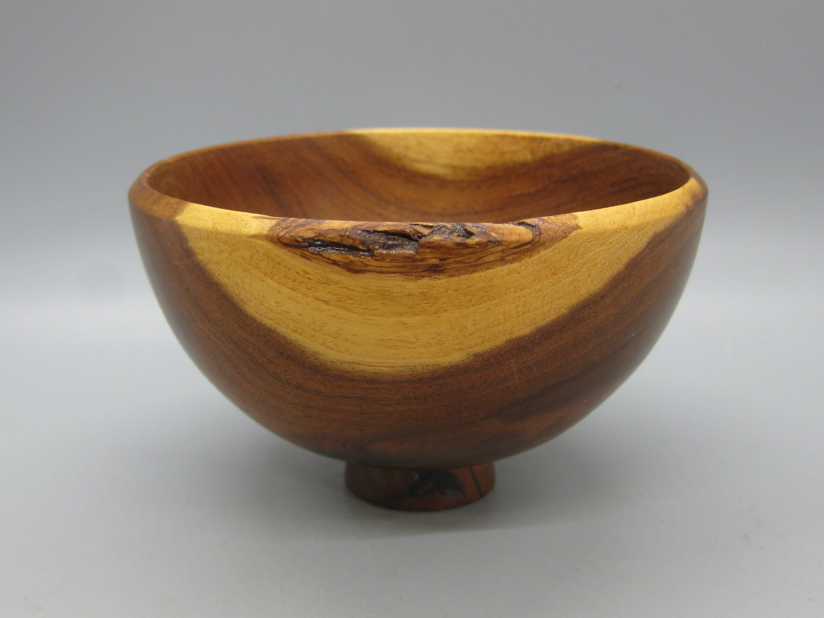 San Diego California Design Hand Turned Mesquite Wood Art Bowl by Sally Ault For Sale 6