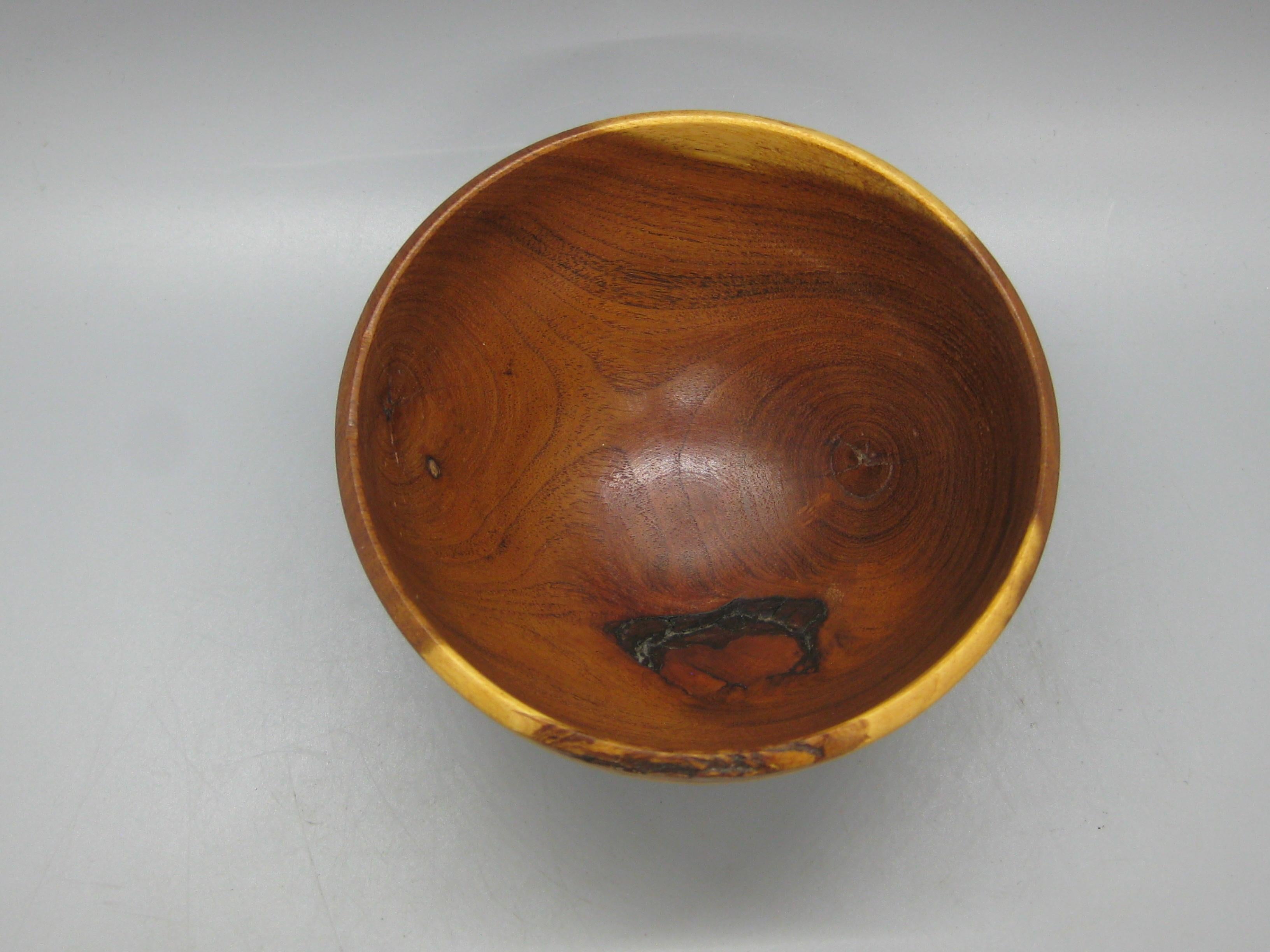San Diego California Design Hand Turned Mesquite Wood Art Bowl by Sally Ault For Sale 7