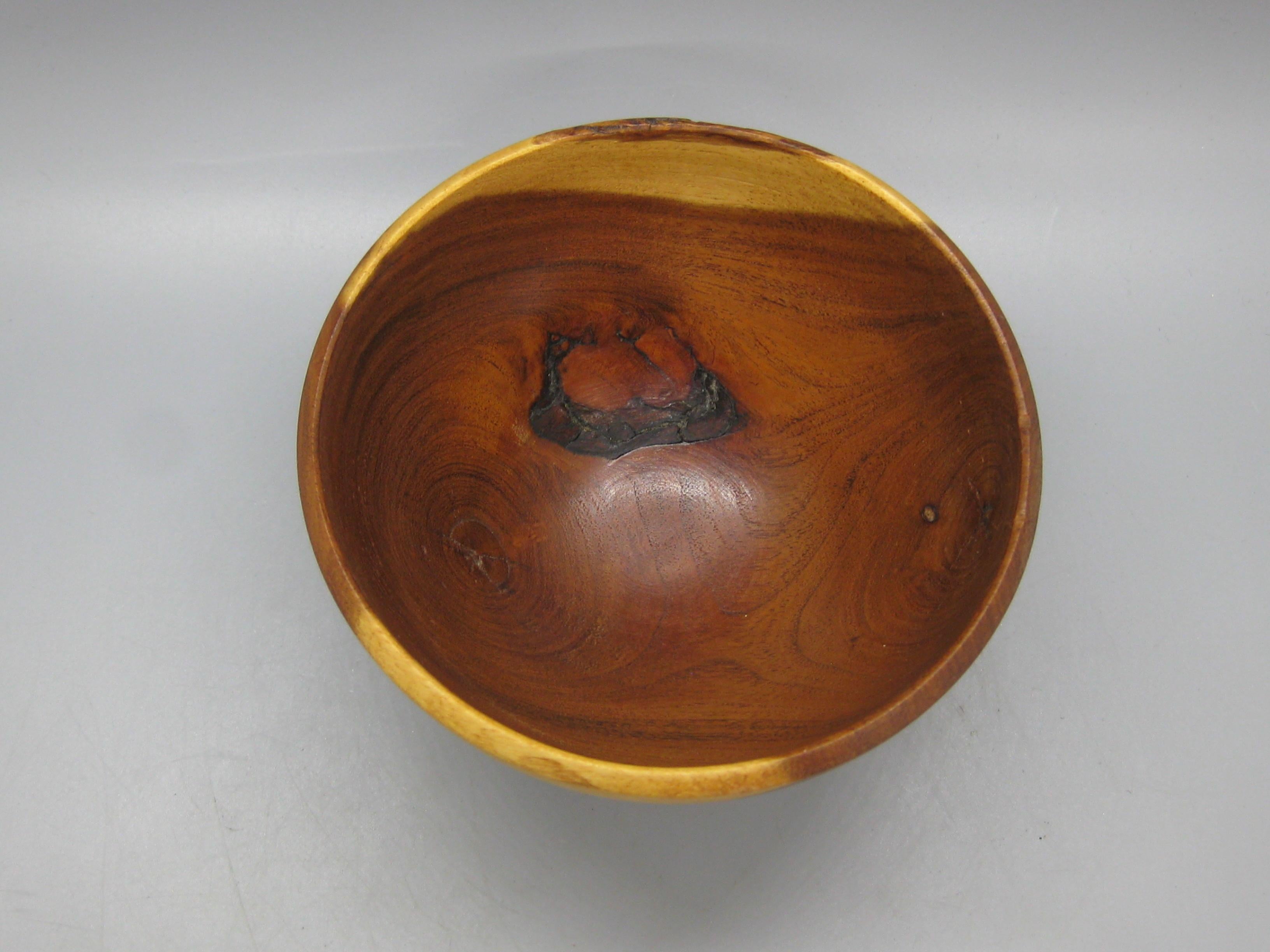 San Diego California Design Hand Turned Mesquite Wood Art Bowl by Sally Ault For Sale 8