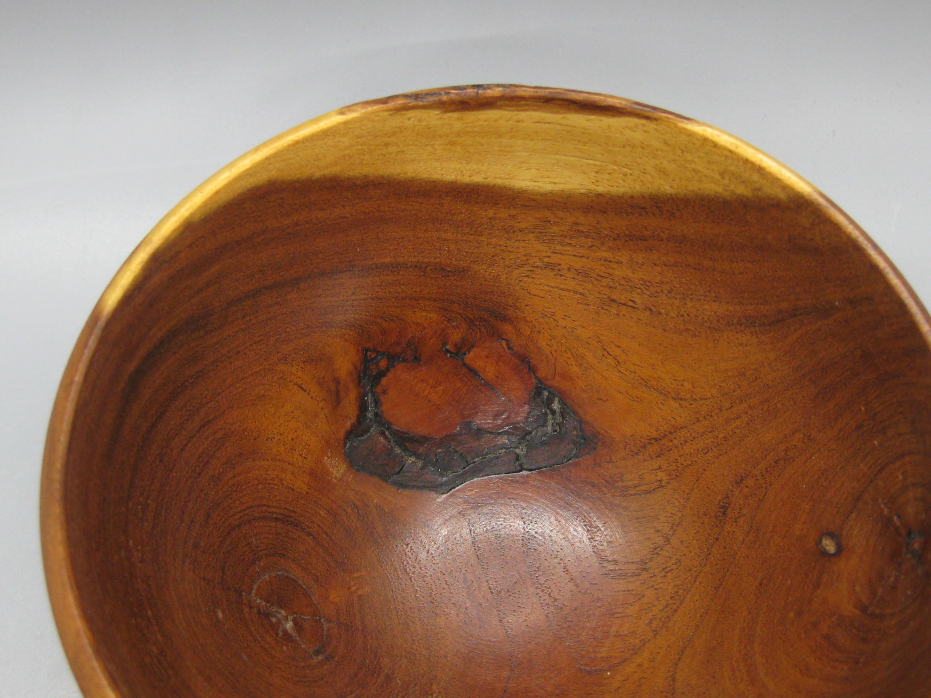 San Diego California Design Hand Turned Mesquite Wood Art Bowl by Sally Ault For Sale 9