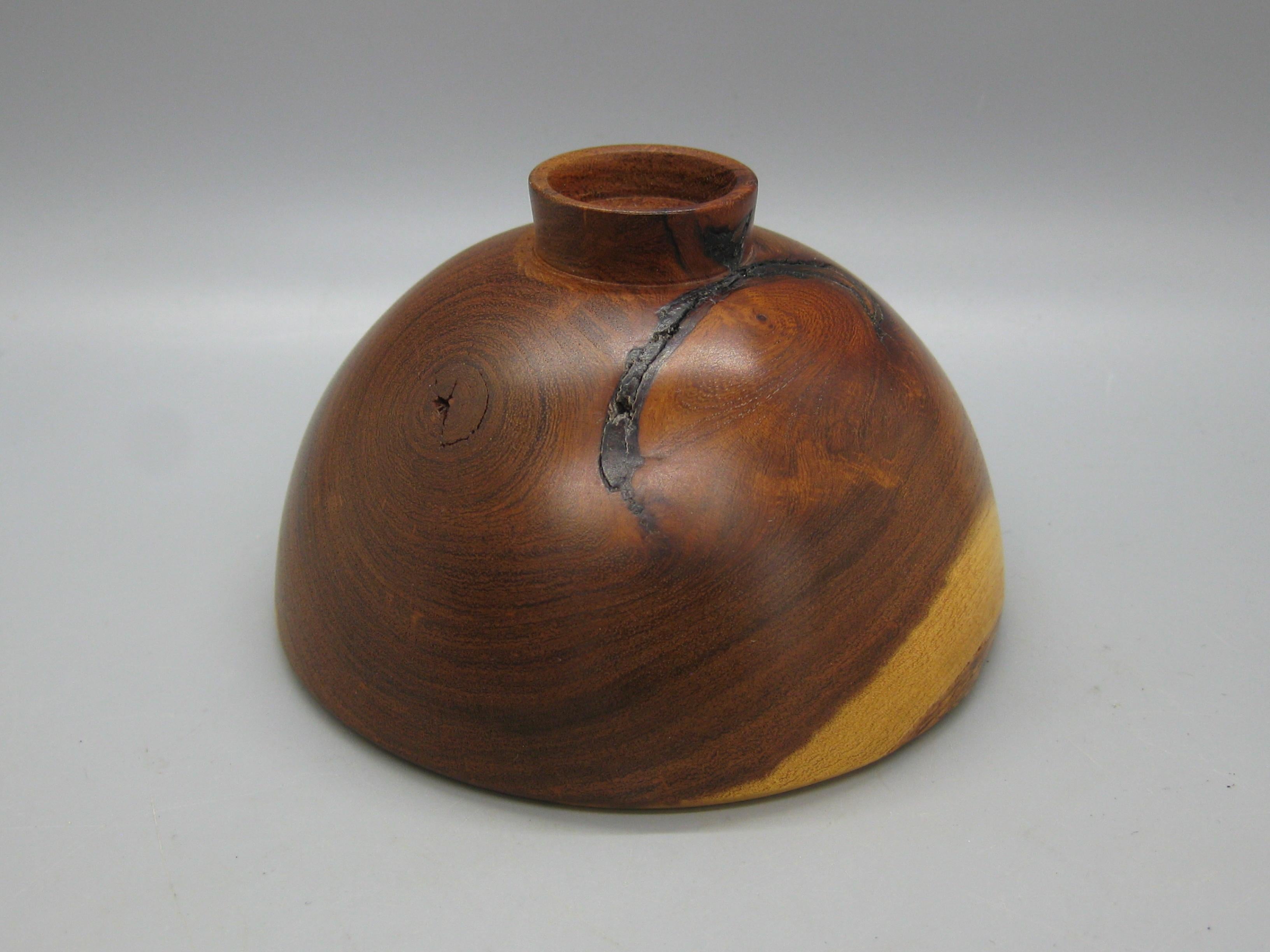 San Diego California Design Hand Turned Mesquite Wood Art Bowl by Sally Ault For Sale 10