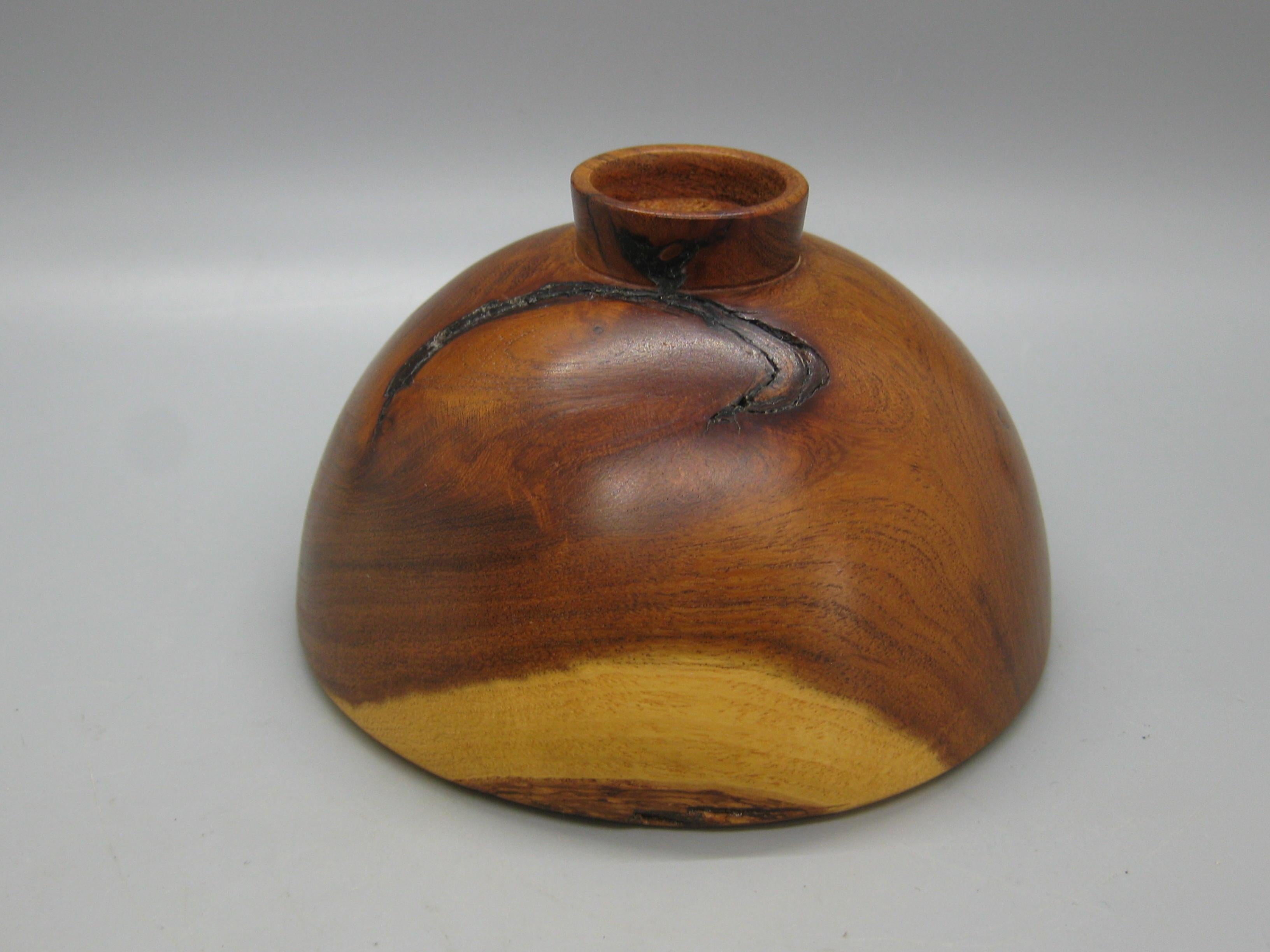 San Diego California Design Hand Turned Mesquite Wood Art Bowl by Sally Ault For Sale 11