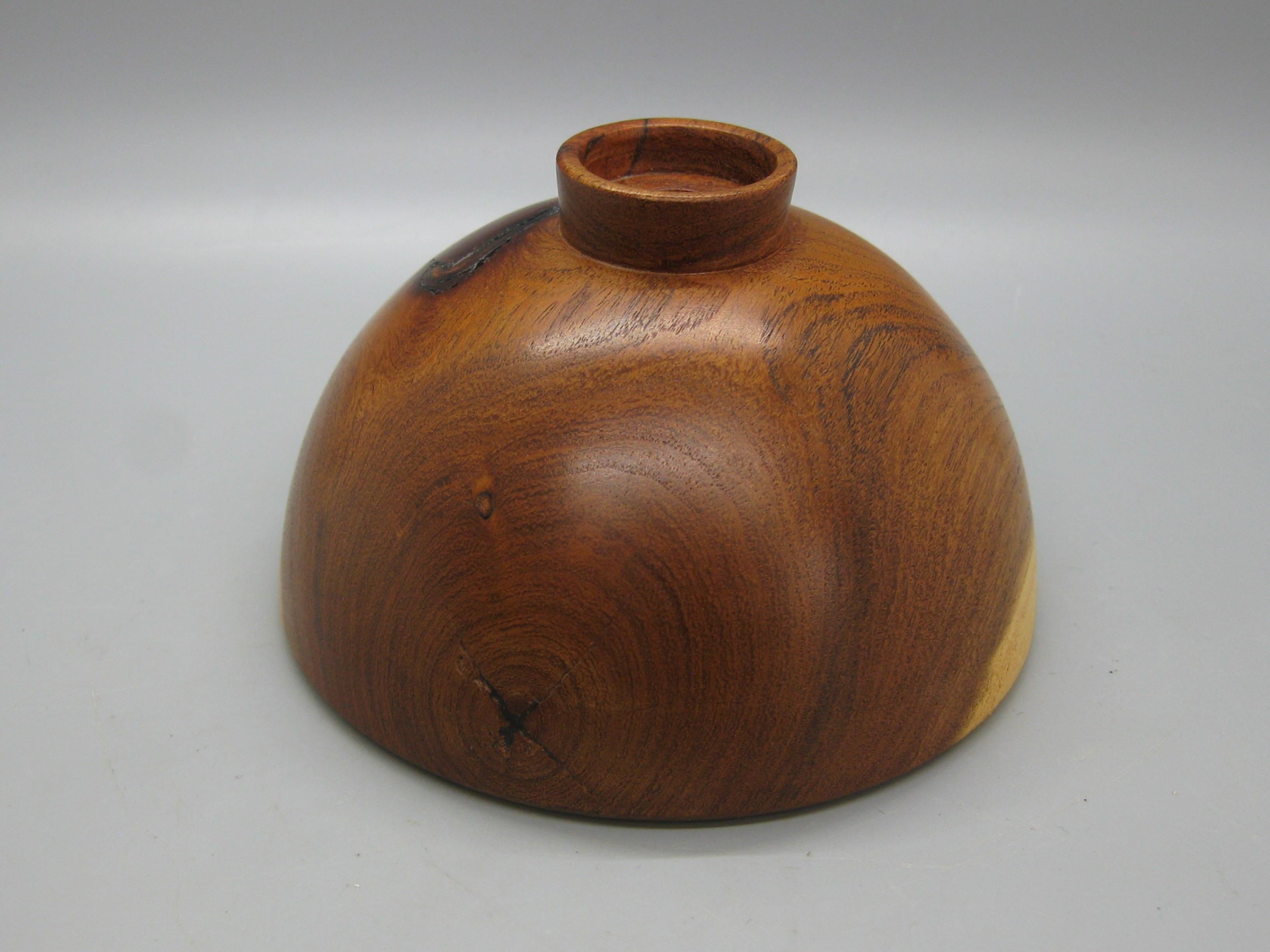San Diego California Design Hand Turned Mesquite Wood Art Bowl by Sally Ault For Sale 12