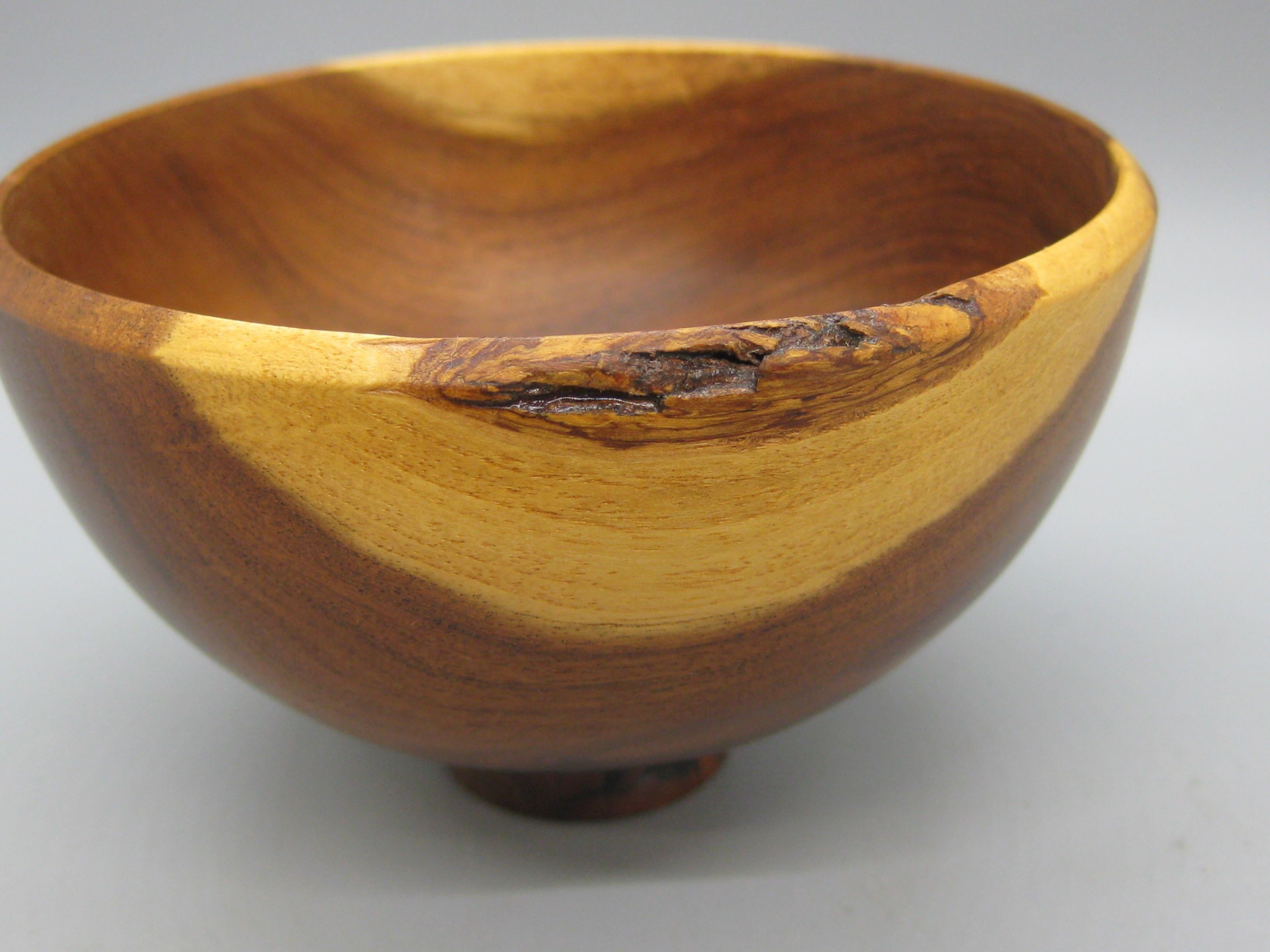 Modern San Diego California Design Hand Turned Mesquite Wood Art Bowl by Sally Ault For Sale