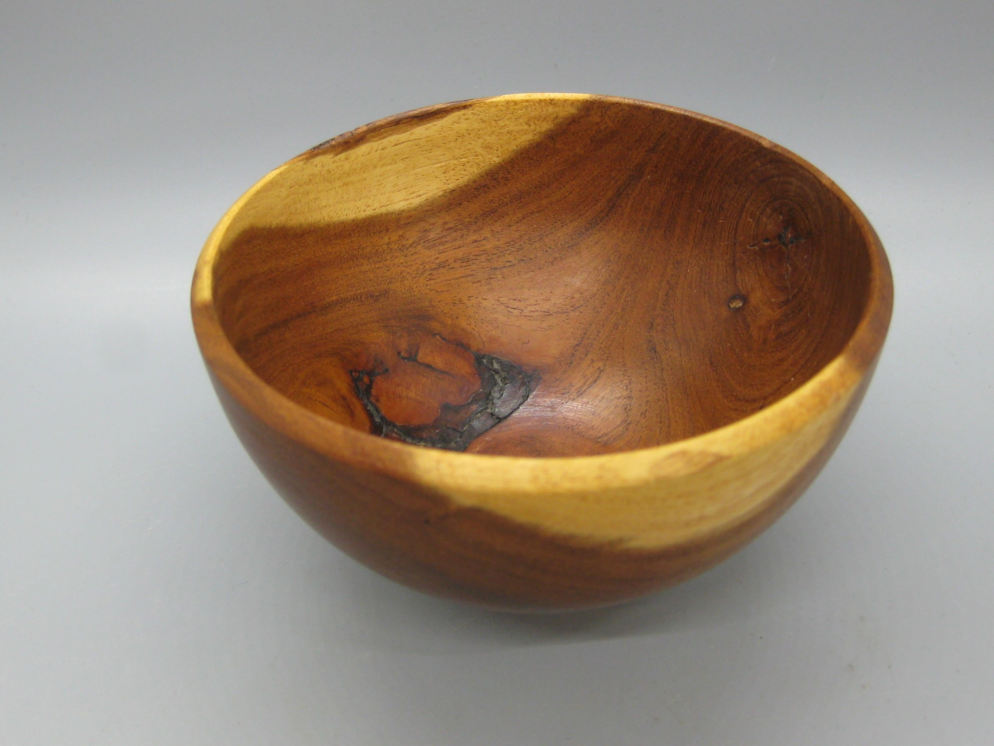 San Diego California Design Hand Turned Mesquite Wood Art Bowl by Sally Ault For Sale 1