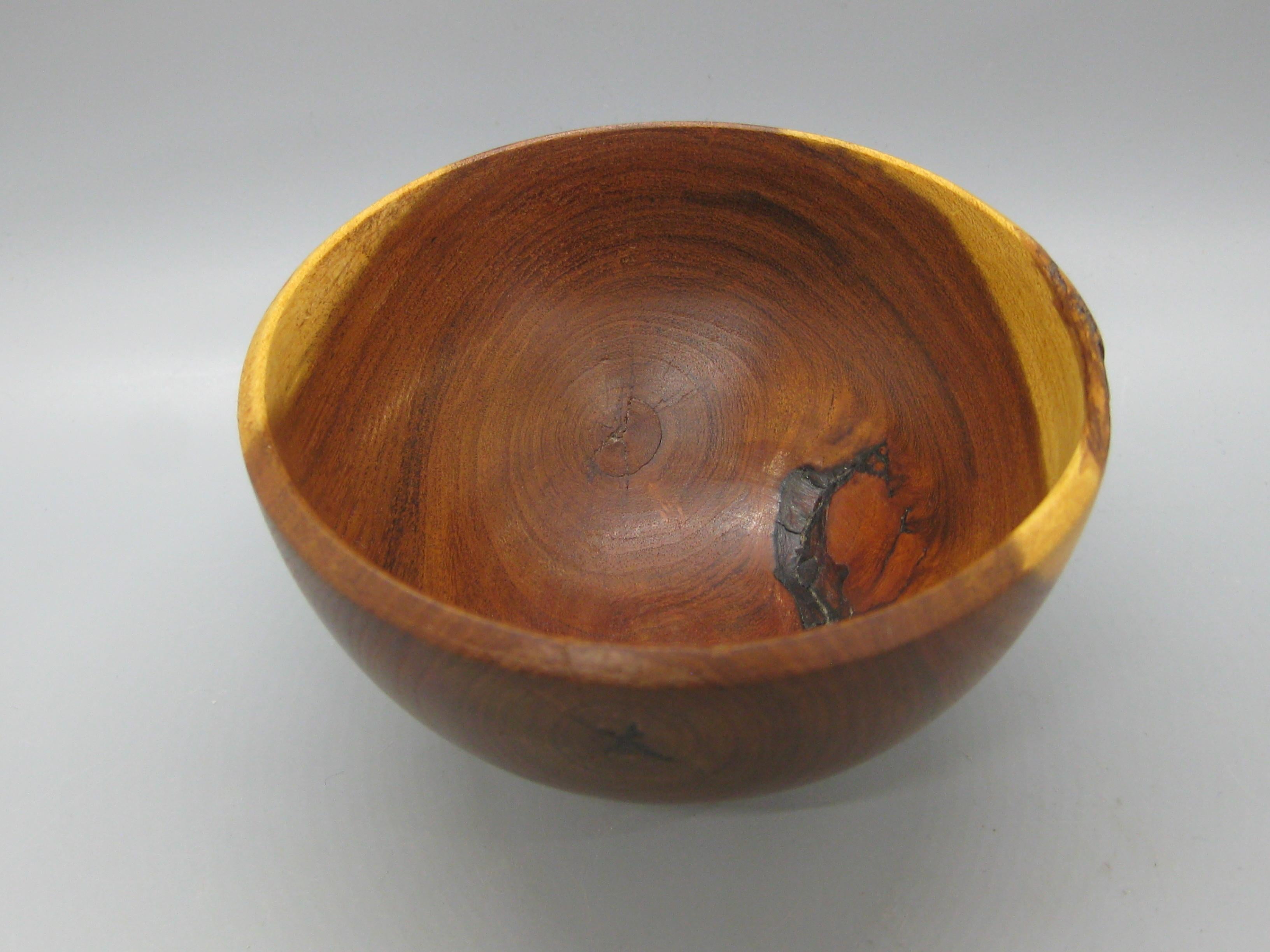 San Diego California Design Hand Turned Mesquite Wood Art Bowl by Sally Ault For Sale 4