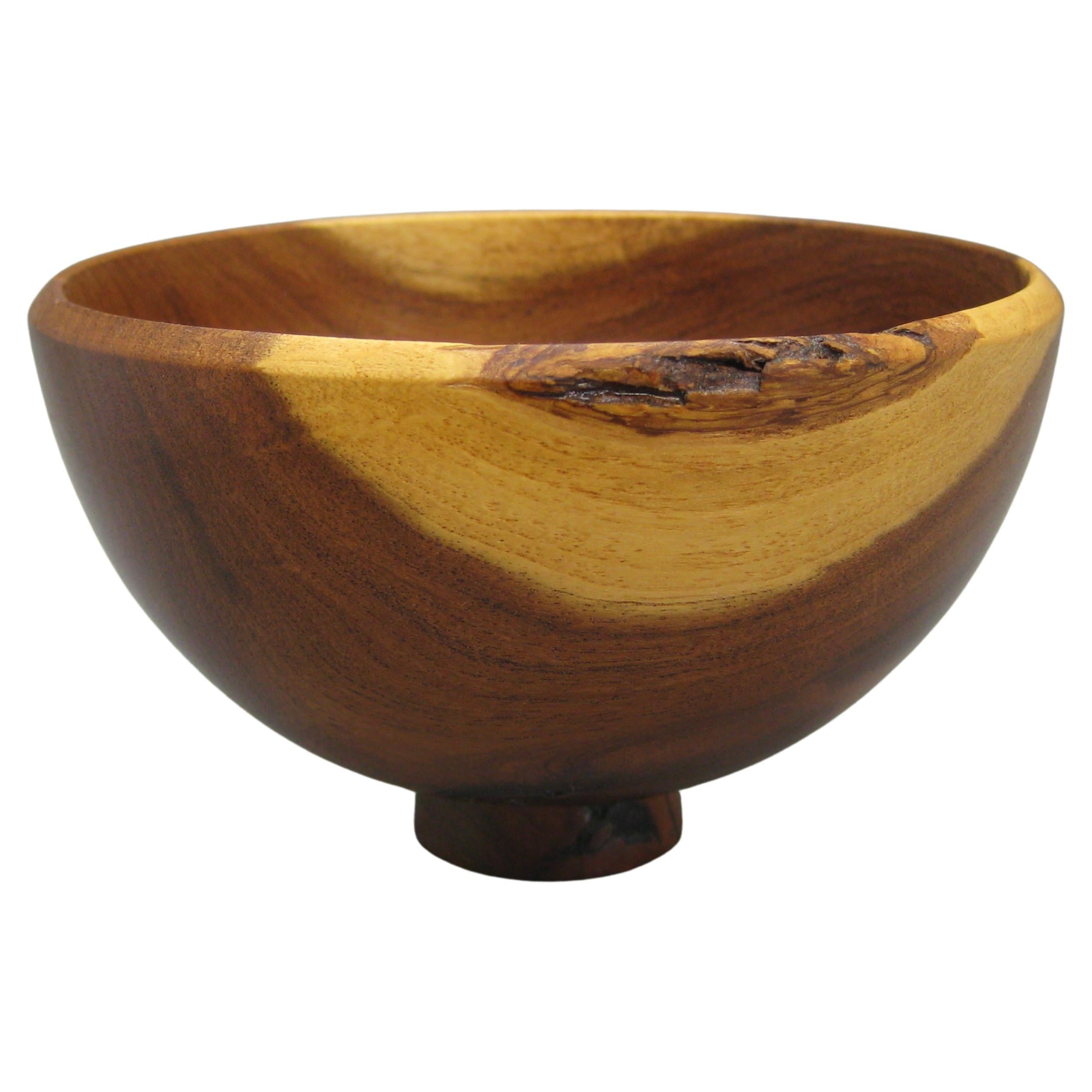 San Diego California Design Hand Turned Mesquite Wood Art Bowl by Sally Ault For Sale