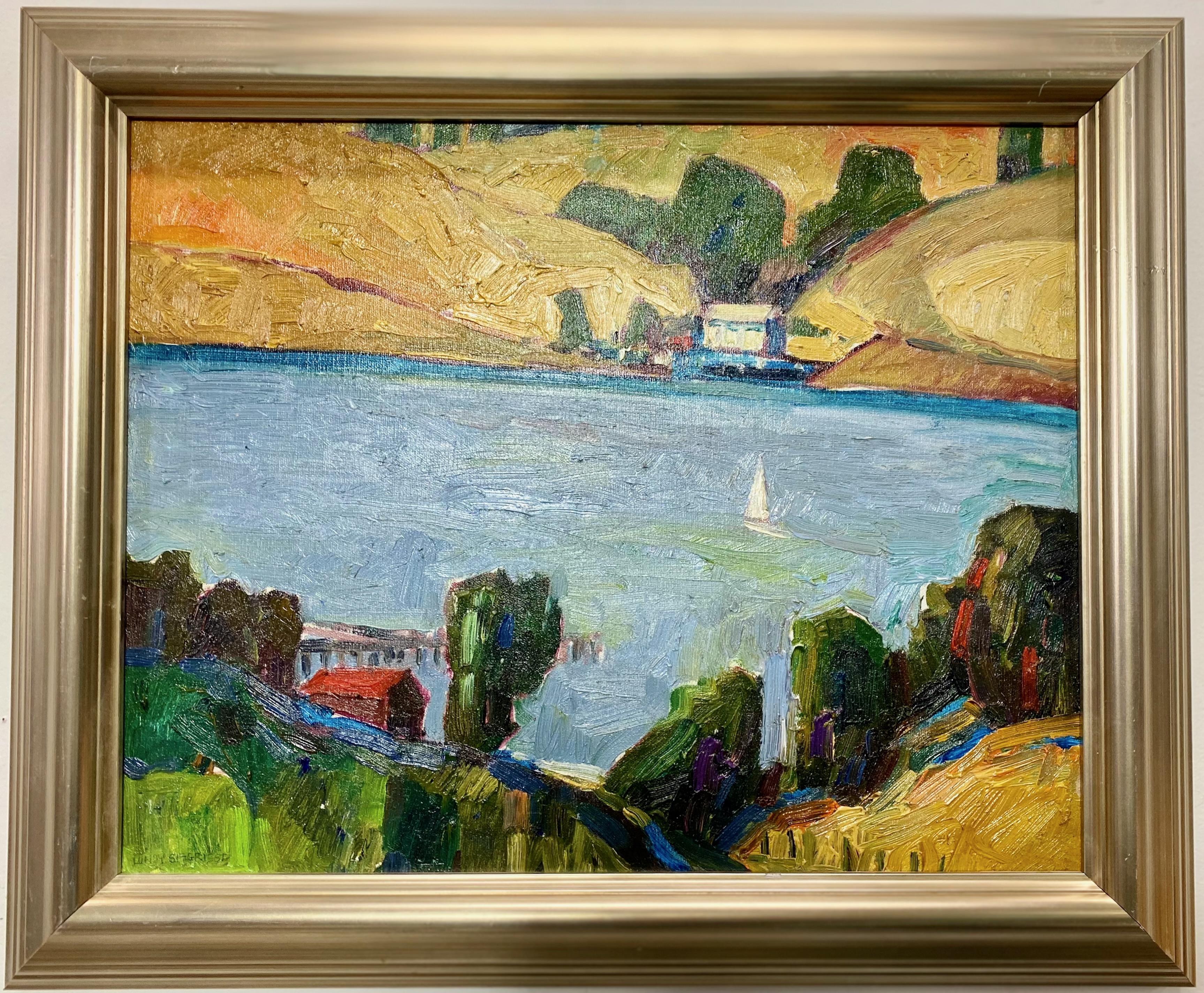 Hand-Painted San Francisco Bay Area Coastal Landscape Painting by Lundy Siegriest, 1977