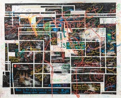San Francisco CA Artist Collective Signed Mixed-Media Painting on Linen 2000s