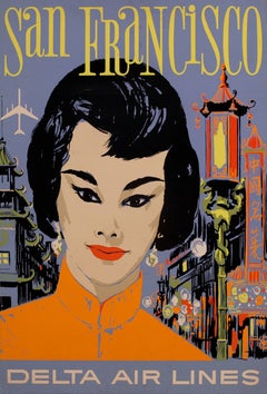 San Francisco – Originalplakat von Delta Air Lines, gestaltet von John Hardy, 1960