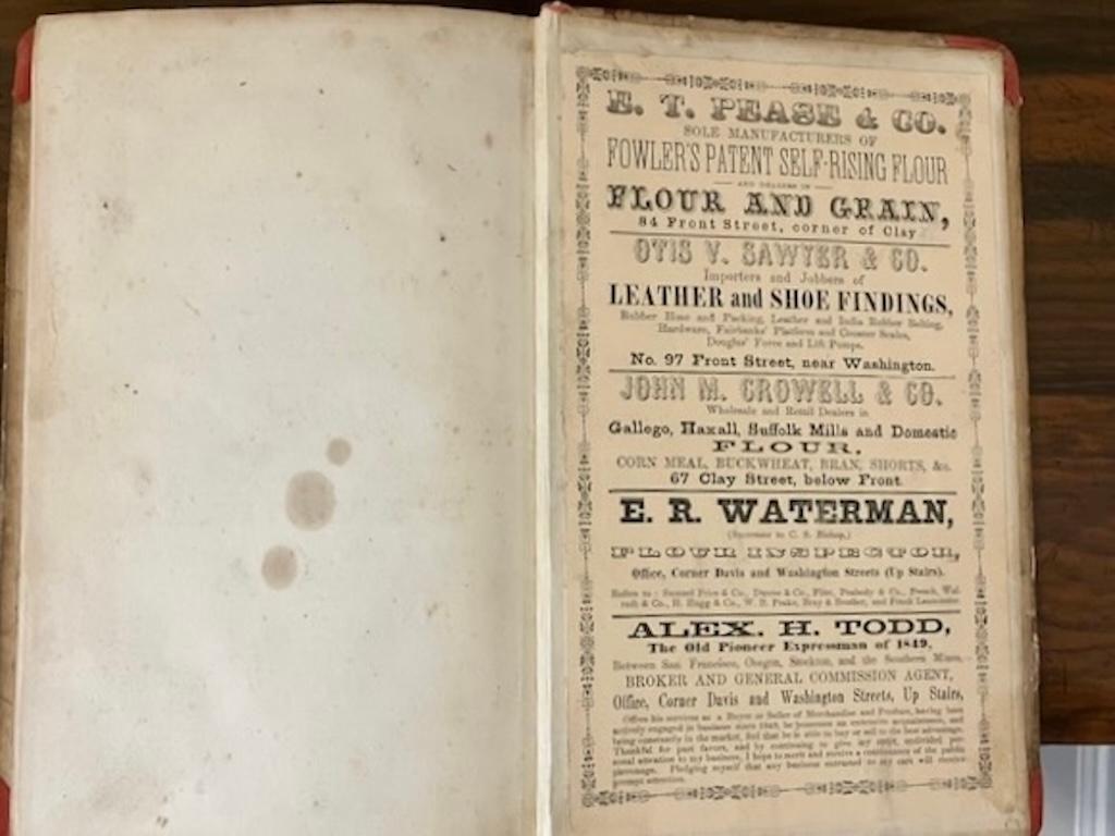 XIXe siècle Directory de San Francisco 1856 en vente