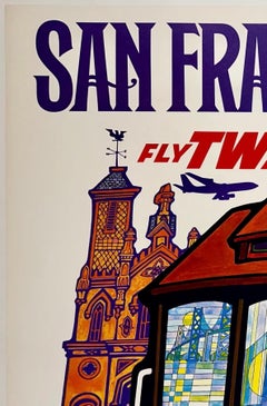 SAN FRANCISCO FLY TWA Authentic Original Vintage Airline Travel MCM Poster KLEIN