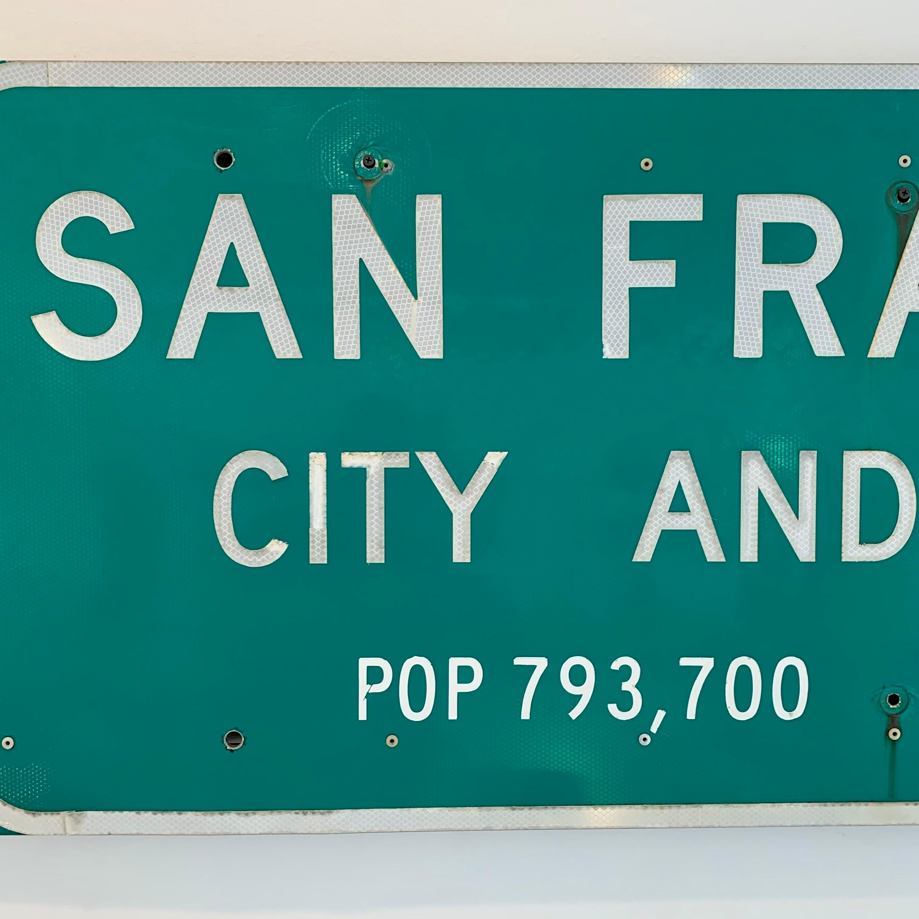 Fin du 20e siècle Panneau d'affichage des limites de la ville de San Francisco (autoroute) en vente