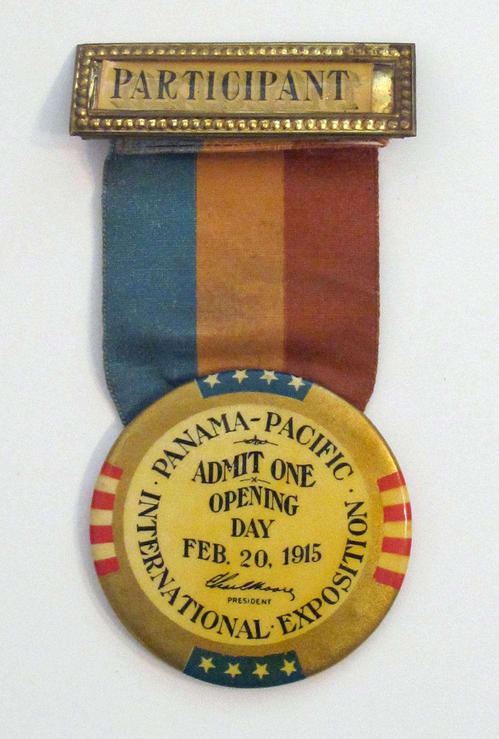 20th Century San Francisco Panama-Pacific Exposition of 1915 Souvenir Banner & Entrance Badge