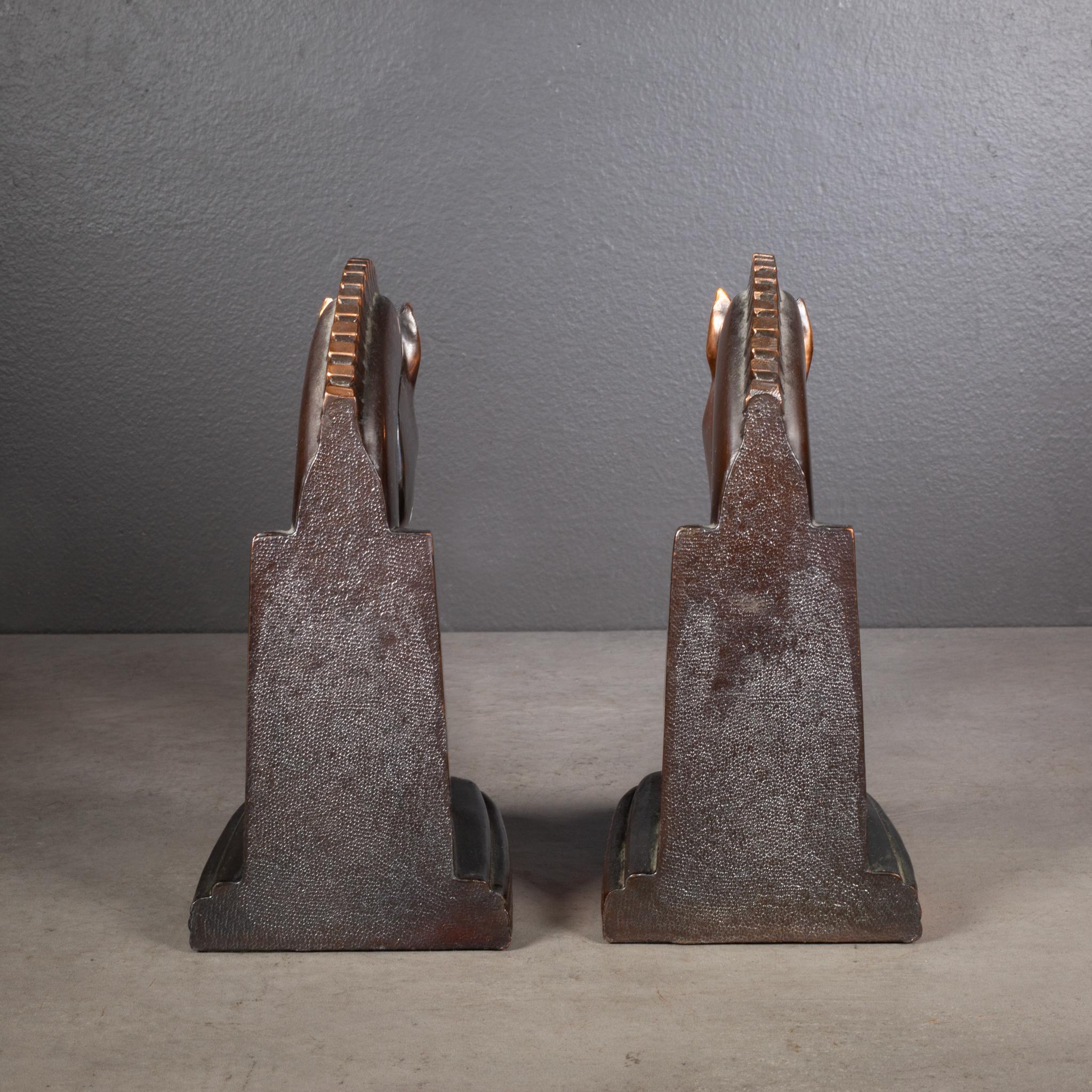 Plated San Francisco World's Fair Trojan Horse Bookends by Dodge Inc. c.1939 For Sale